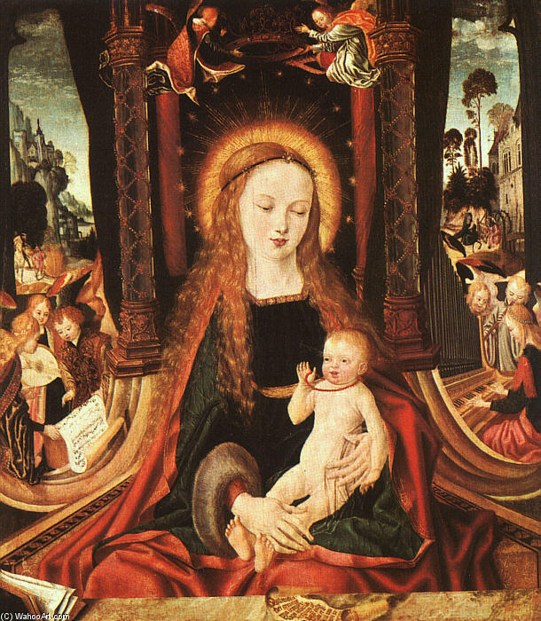 WikiOO.org – 美術百科全書 - 繪畫，作品 Master Of The Aix En Chapel Altarpiece - 麦当娜和儿童