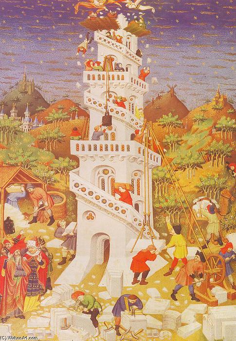 Wikoo.org - موسوعة الفنون الجميلة - اللوحة، العمل الفني Master Of The Duke Of Bedford - Building of the Tower of Babel