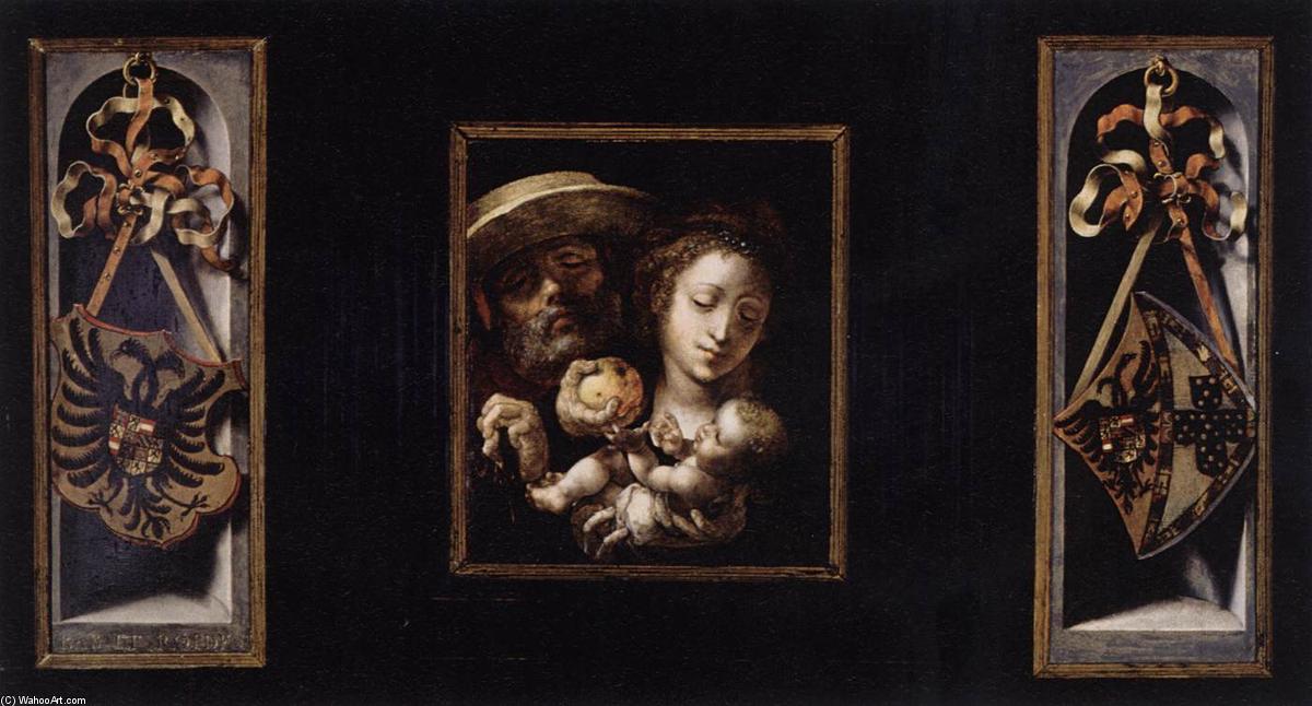 Wikioo.org - The Encyclopedia of Fine Arts - Painting, Artwork by Master Of The Lille Adoration - The Holy Family with Coats of Arms