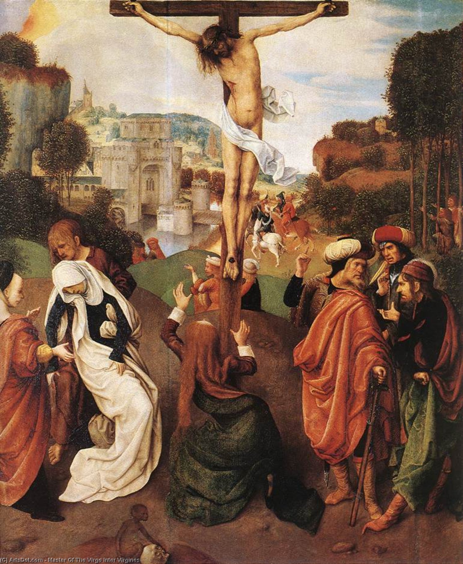 WikiOO.org - Encyclopedia of Fine Arts - Schilderen, Artwork Master Of The Virgo Inter Virgines - Crucifixion