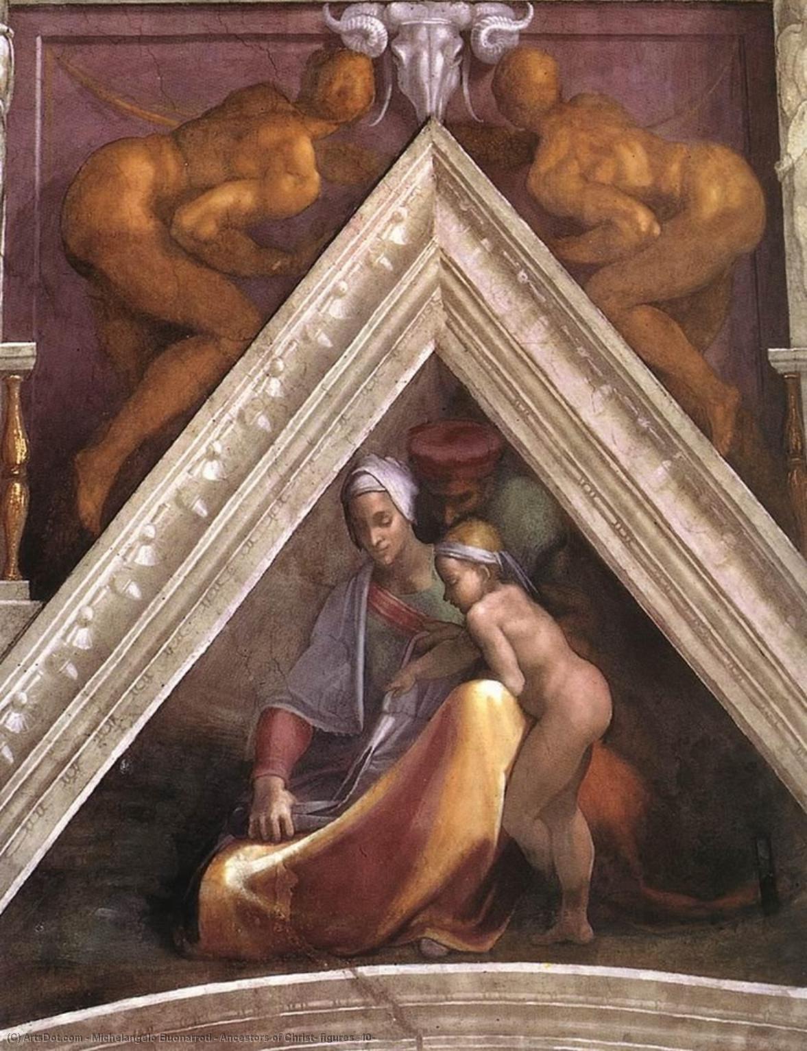 Wikioo.org - Die Enzyklopädie bildender Kunst - Malerei, Kunstwerk von Michelangelo Buonarroti - Vorfahren von  christus  Die Zahlen  10