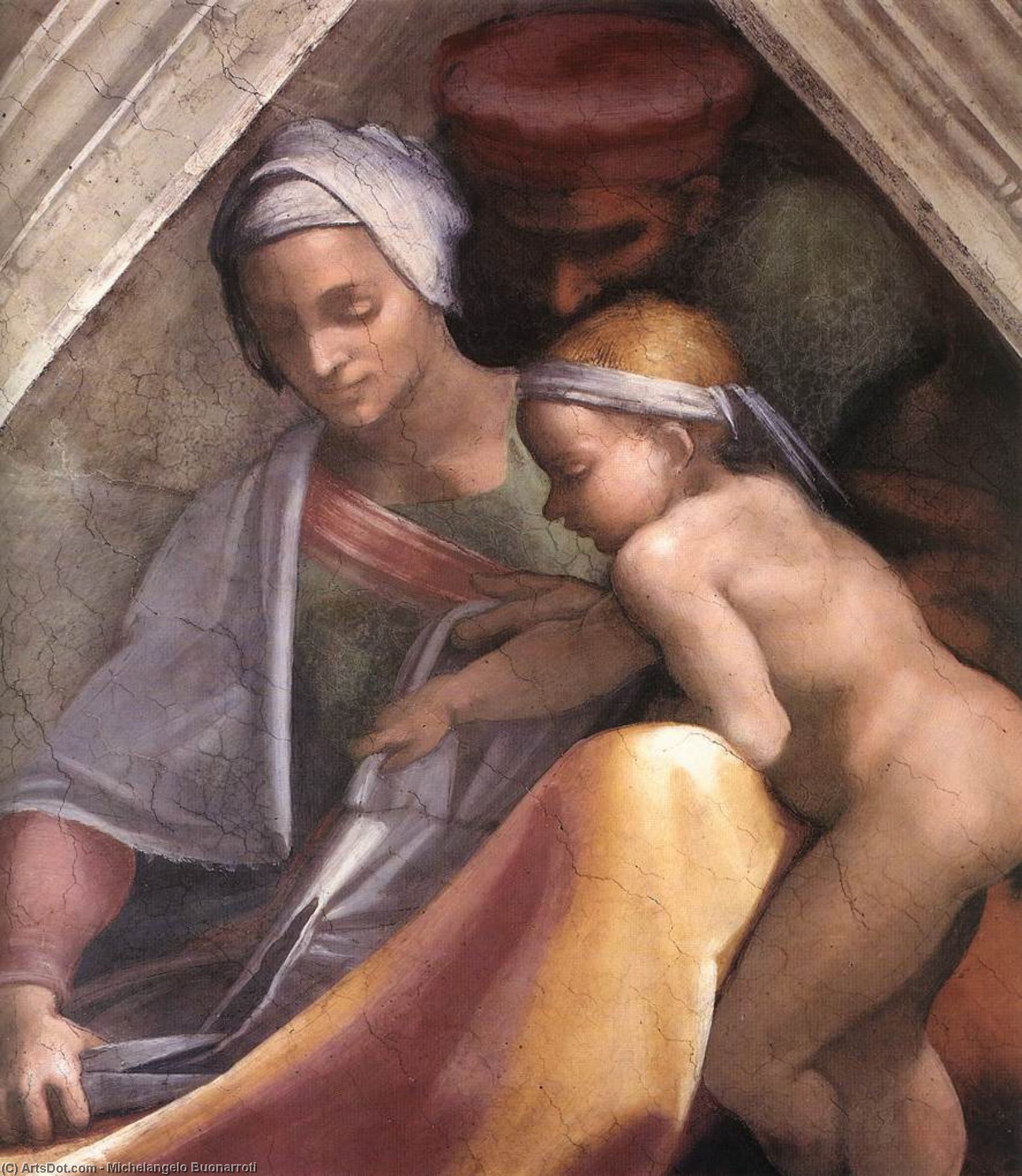 WikiOO.org - Güzel Sanatlar Ansiklopedisi - Resim, Resimler Michelangelo Buonarroti - Ancestors of Christ: figures (11)