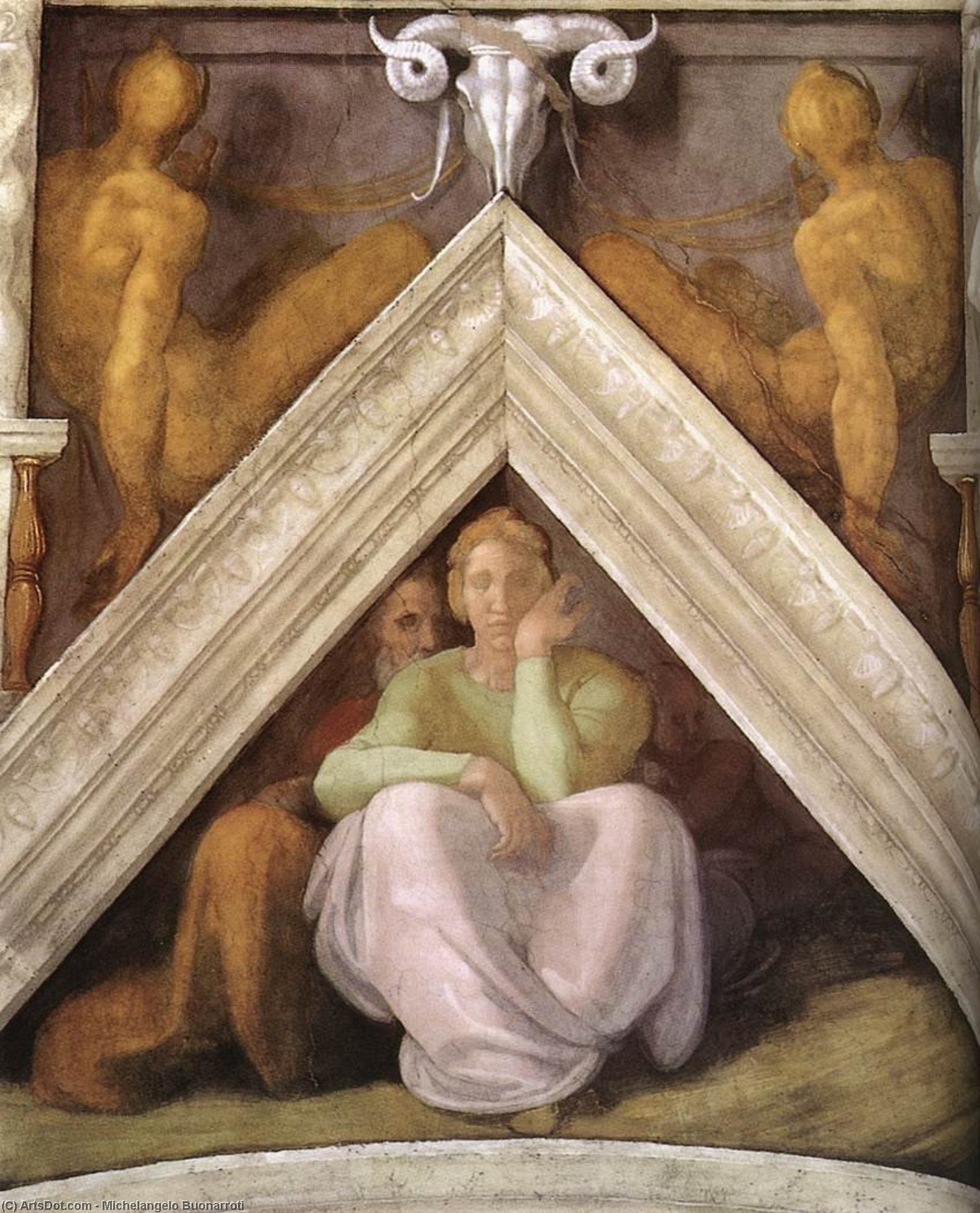 WikiOO.org - Enciclopedia of Fine Arts - Pictura, lucrări de artă Michelangelo Buonarroti - Ancestors of Christ: figures (12)