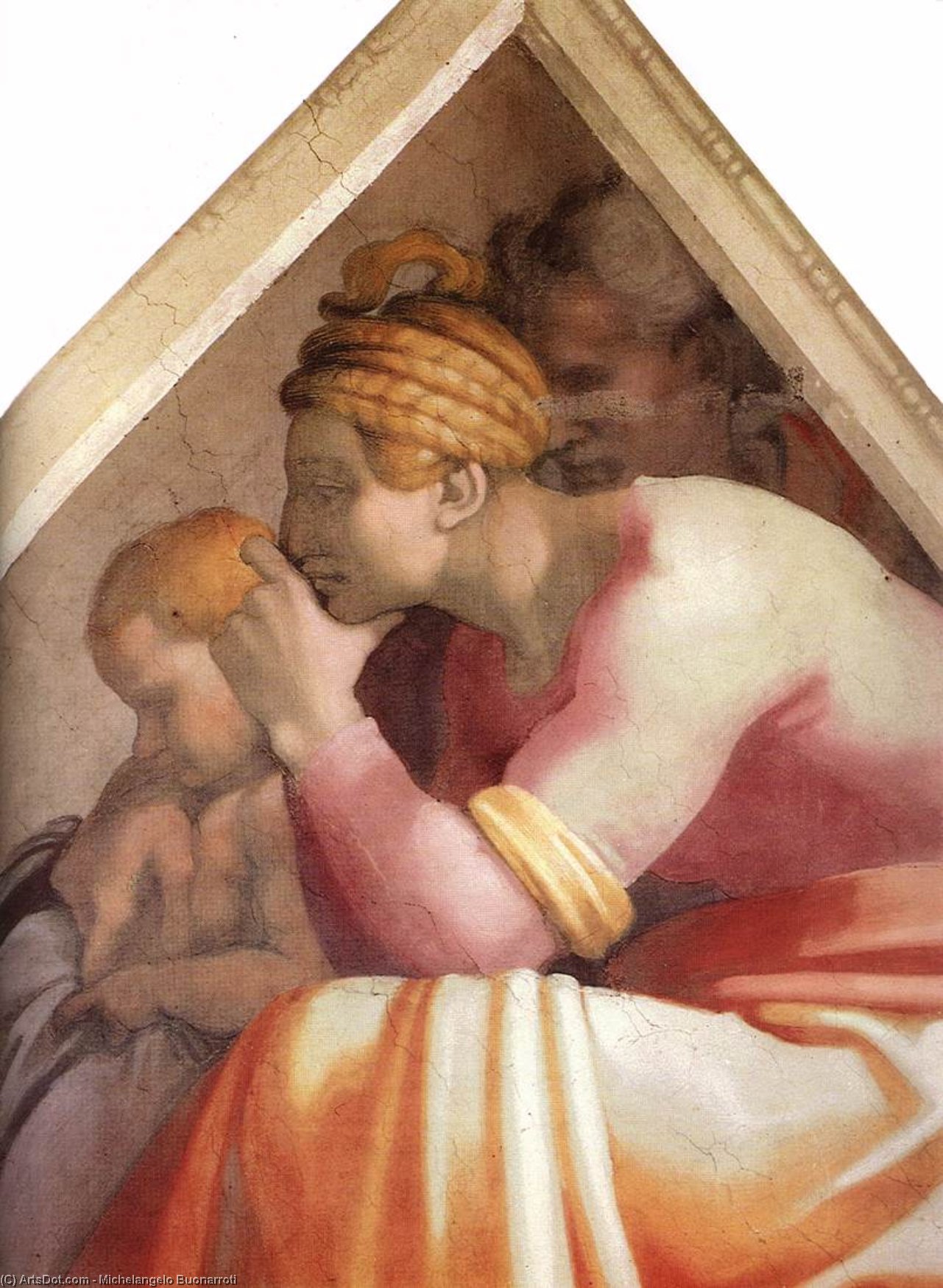 Wikioo.org - The Encyclopedia of Fine Arts - Painting, Artwork by Michelangelo Buonarroti - Ancestors of Christ: figures (detail)