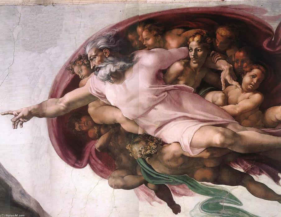 Wikioo.org – La Enciclopedia de las Bellas Artes - Pintura, Obras de arte de Michelangelo Buonarroti - Creación de Adán Detalle