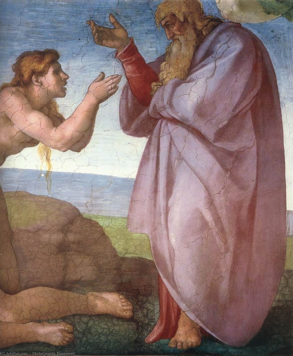 Wikioo.org - The Encyclopedia of Fine Arts - Painting, Artwork by Michelangelo Buonarroti - Creation of Eve (detail)