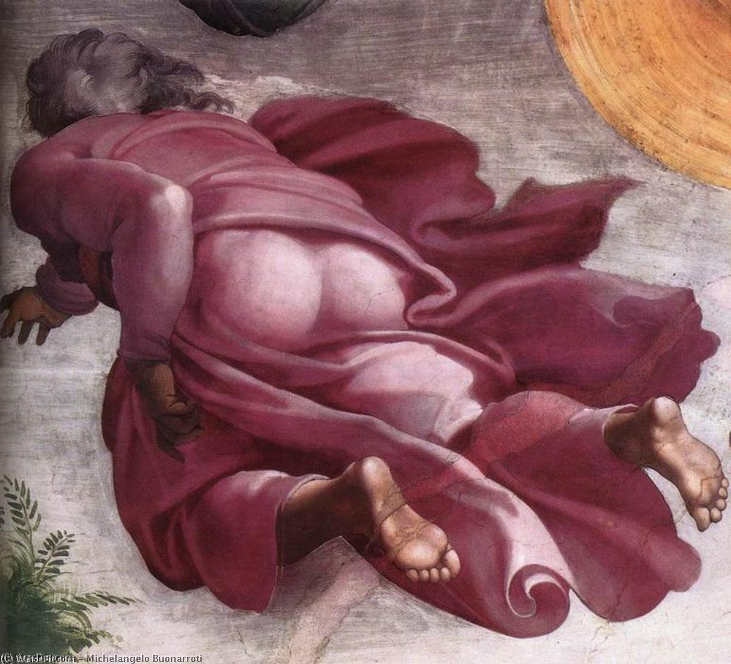 WikiOO.org – 美術百科全書 - 繪畫，作品 Michelangelo Buonarroti - 创造 的  阳光  月亮  和  工厂  详细