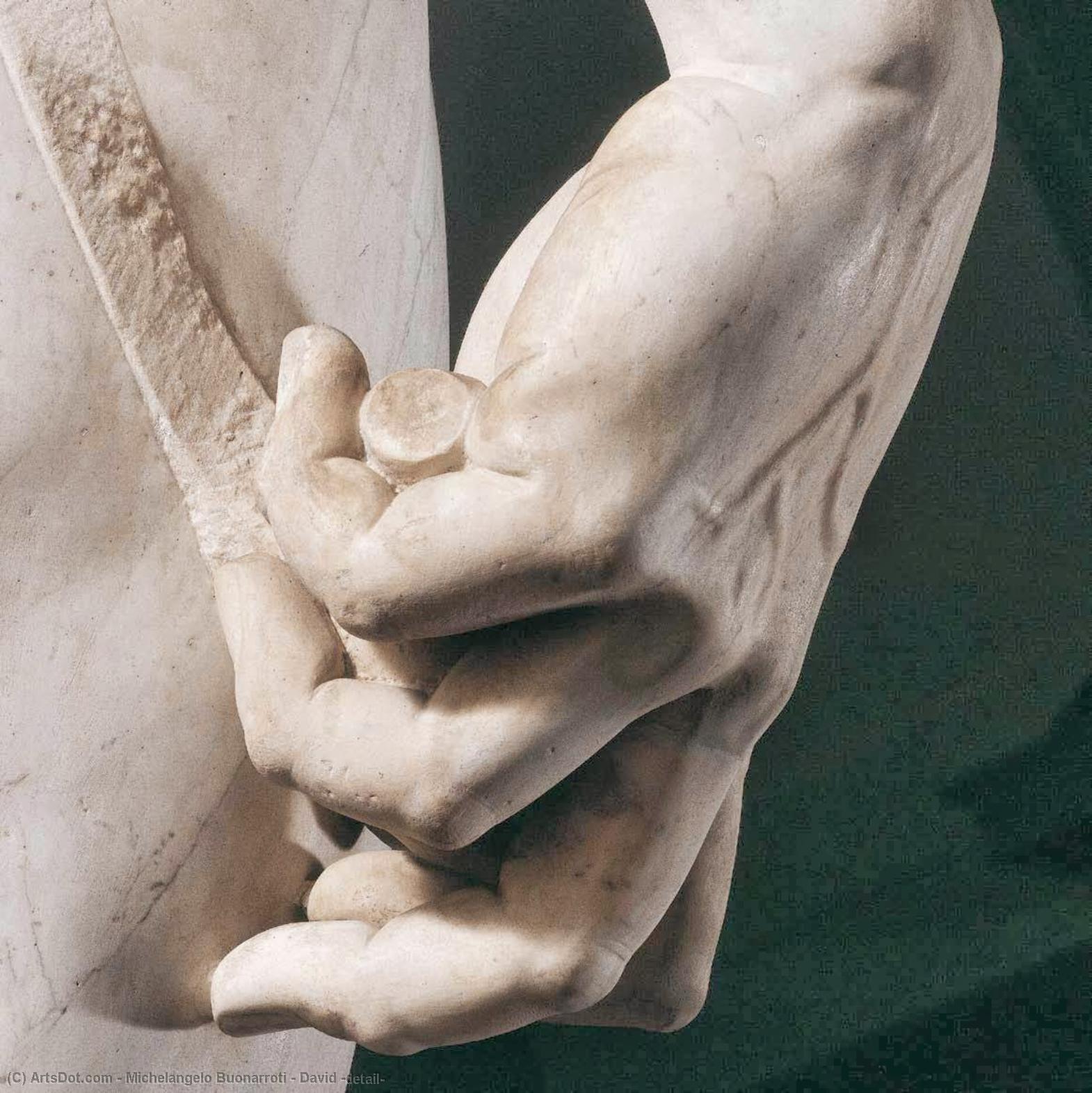 Wikioo.org – La Enciclopedia de las Bellas Artes - Pintura, Obras de arte de Michelangelo Buonarroti - David ( detalle )
