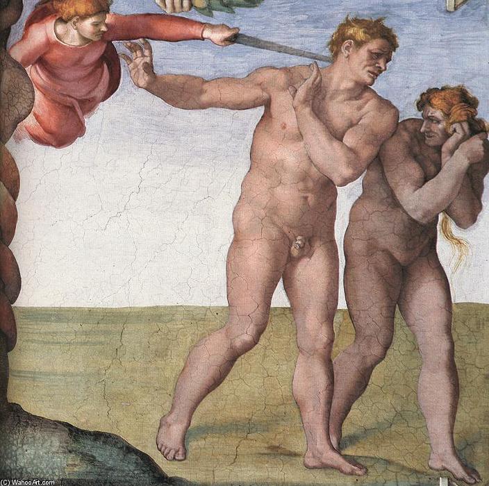 Wikioo.org - Die Enzyklopädie bildender Kunst - Malerei, Kunstwerk von Michelangelo Buonarroti - vertreibung aus garten  von  eden