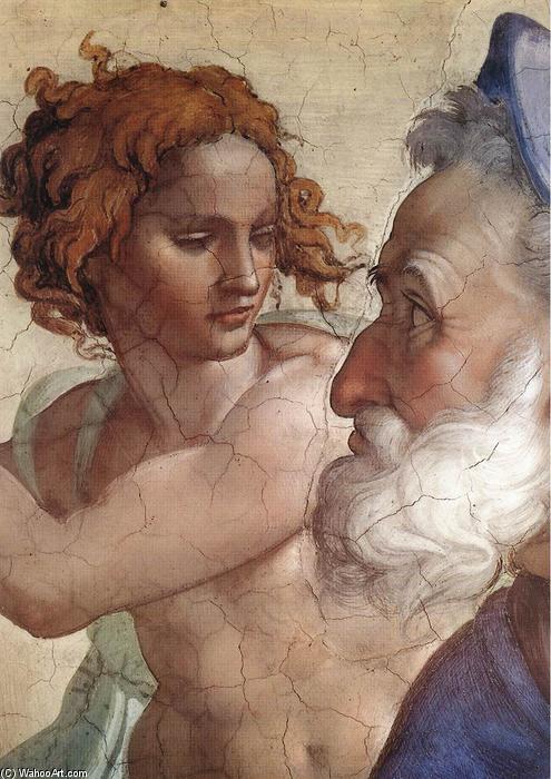 Wikioo.org - Bách khoa toàn thư về mỹ thuật - Vẽ tranh, Tác phẩm nghệ thuật Michelangelo Buonarroti - Ezekiel (detail)