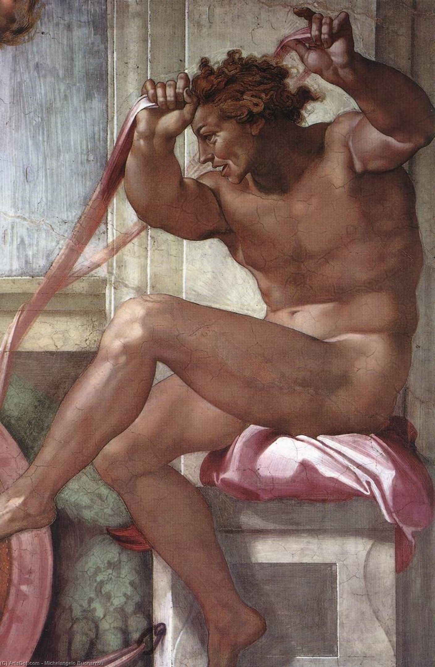 WikiOO.org - Enciklopedija dailės - Tapyba, meno kuriniai Michelangelo Buonarroti - Ignudo (16)