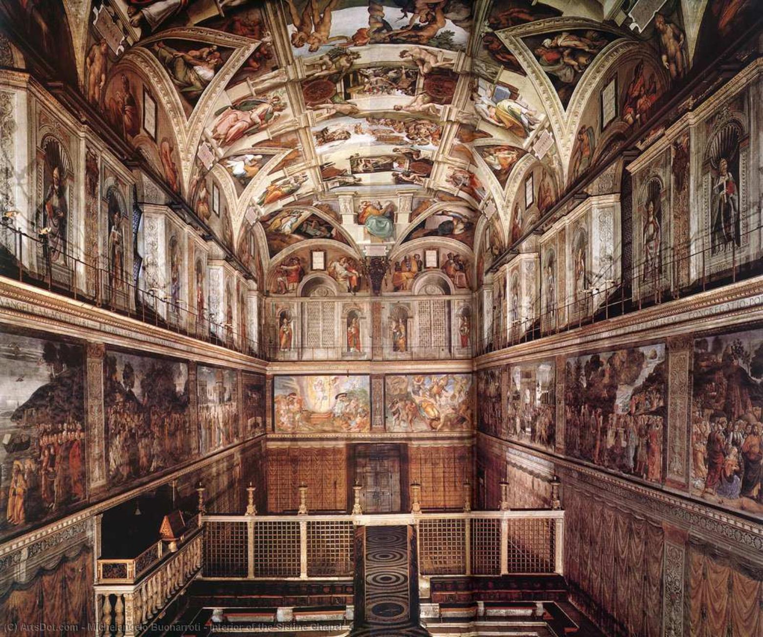 WikiOO.org - Енциклопедія образотворчого мистецтва - Живопис, Картини
 Michelangelo Buonarroti - Interior of the Sistine Chapel