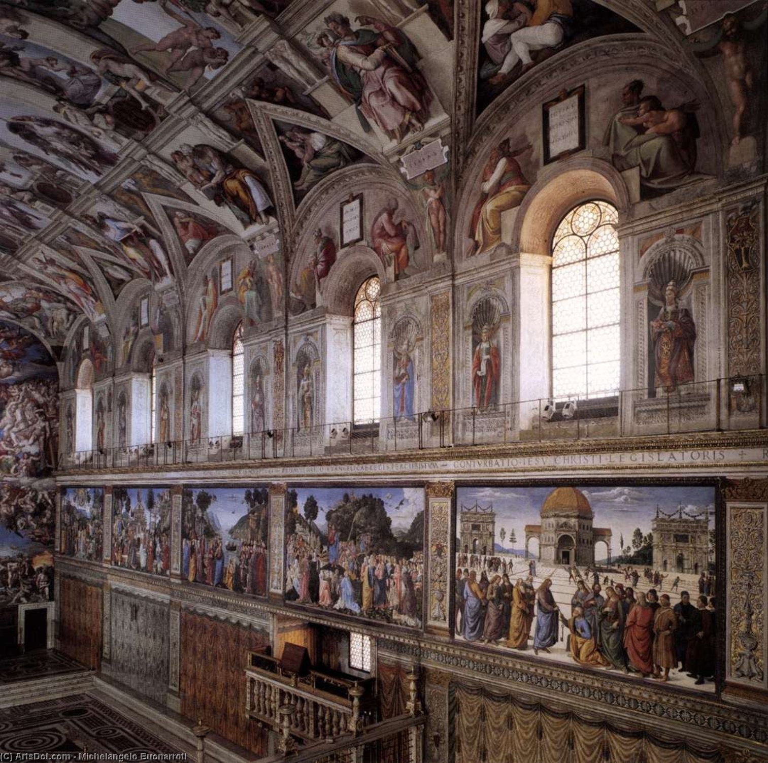WikiOO.org - Encyclopedia of Fine Arts - Maalaus, taideteos Michelangelo Buonarroti - Interior of the Sistine Chapel