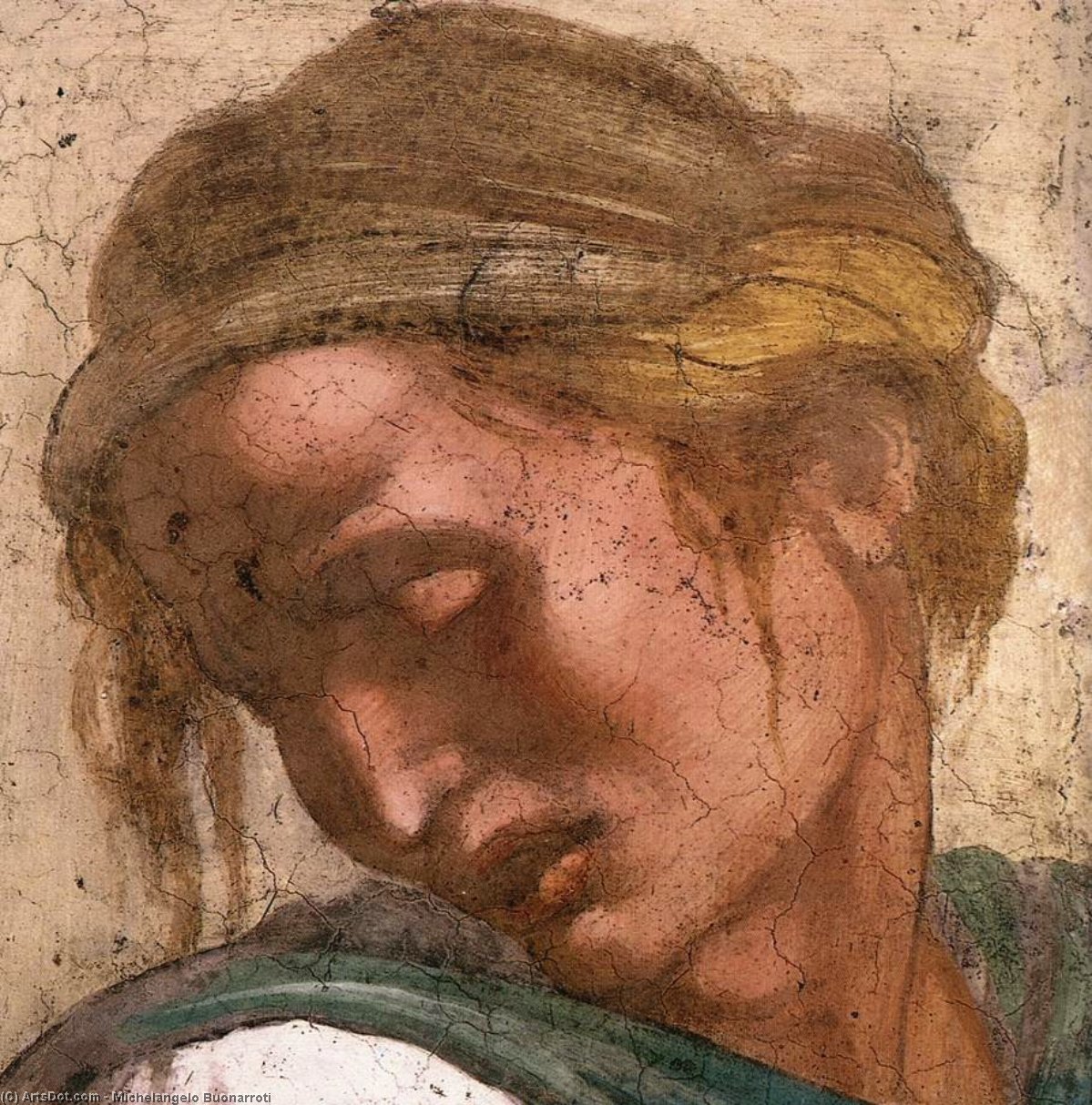 WikiOO.org - אנציקלופדיה לאמנויות יפות - ציור, יצירות אמנות Michelangelo Buonarroti - Jeremiah (detail)