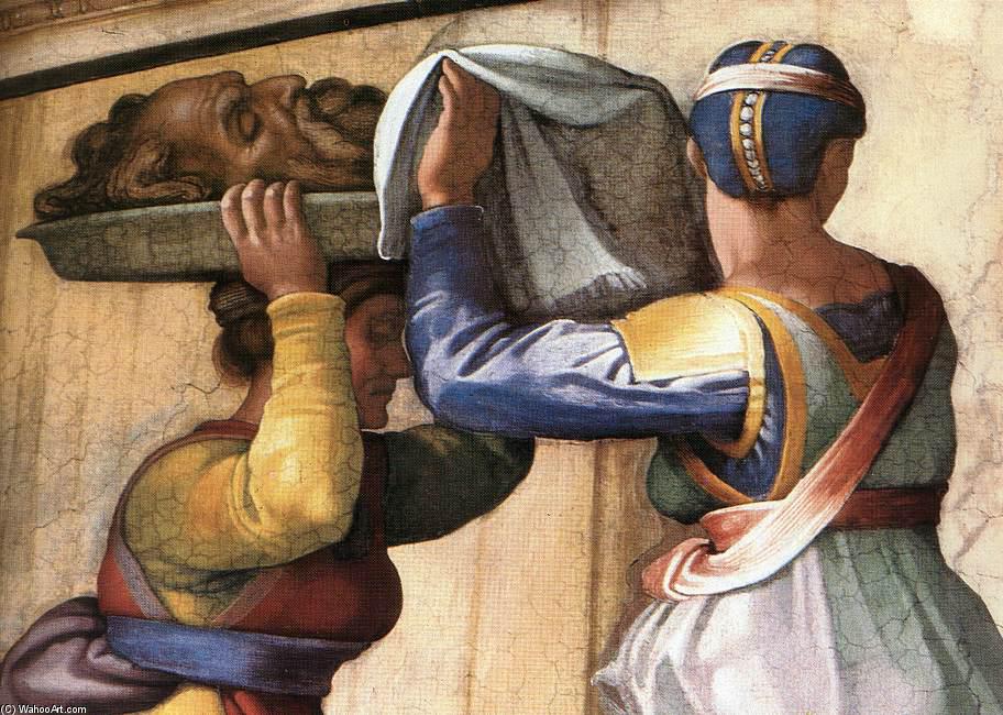 Wikioo.org - Die Enzyklopädie bildender Kunst - Malerei, Kunstwerk von Michelangelo Buonarroti - judith und holofernes Ausschnitt
