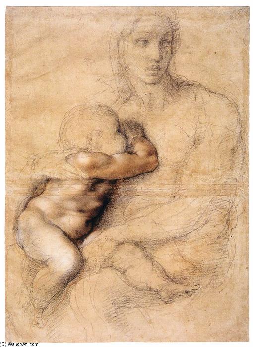 Wikioo.org - The Encyclopedia of Fine Arts - Painting, Artwork by Michelangelo Buonarroti - Madonna and Child