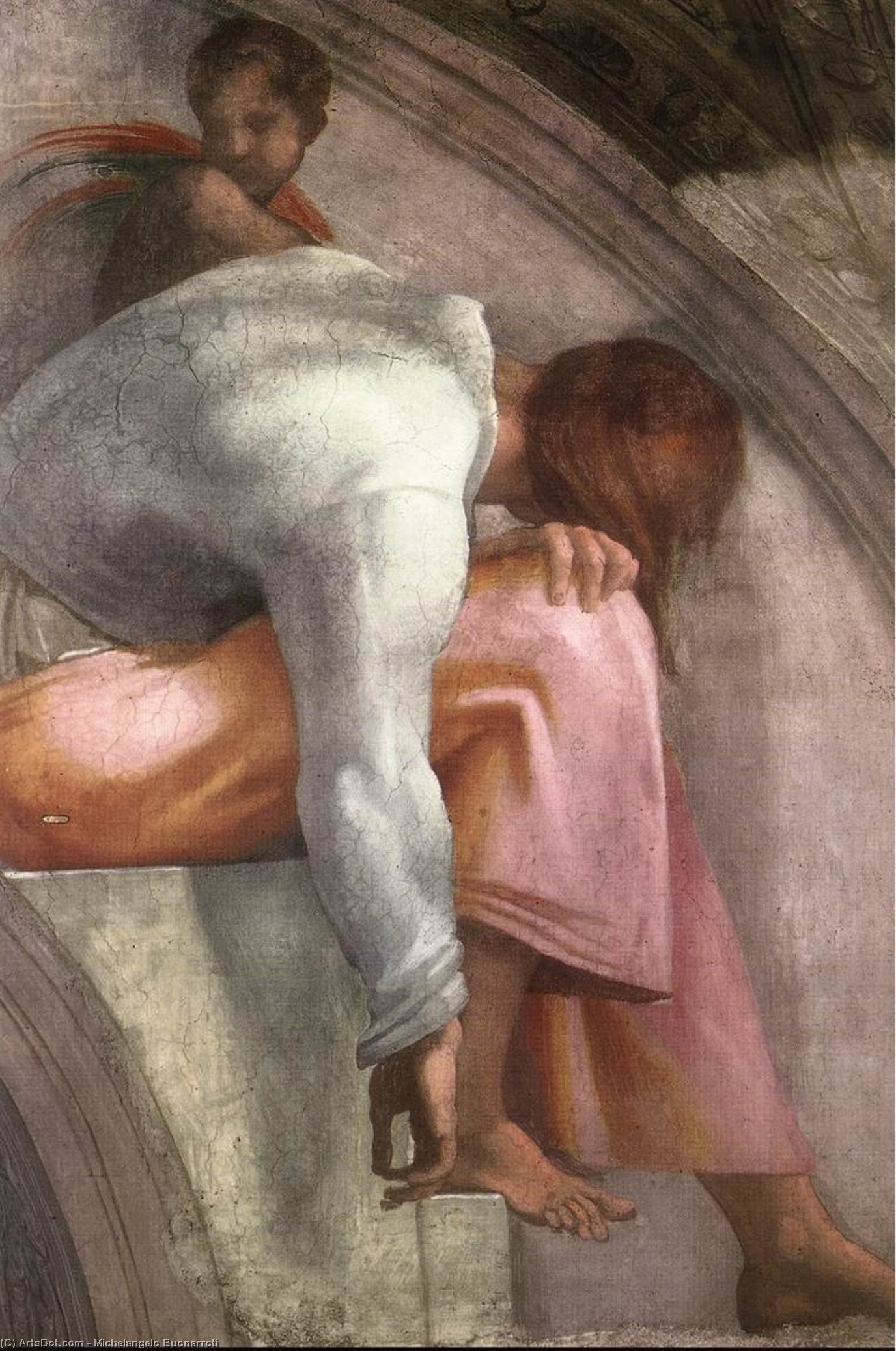 WikiOO.org - Enciklopedija likovnih umjetnosti - Slikarstvo, umjetnička djela Michelangelo Buonarroti - Rehoboam - Abijah (detail)