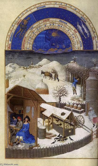 Wikioo.org - The Encyclopedia of Fine Arts - Painting, Artwork by Limbourg Brothers - Les très riches heures du Duc de Berry: Fevrier (February)