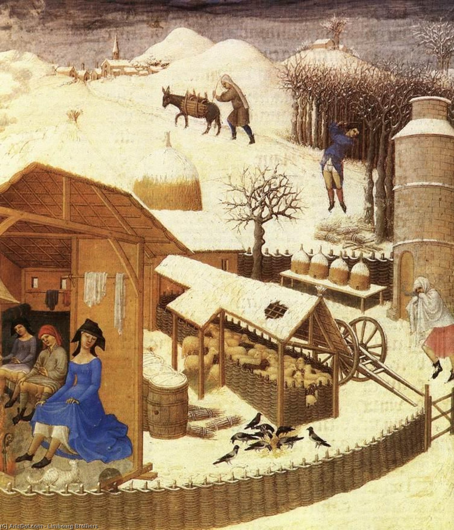 Wikioo.org - The Encyclopedia of Fine Arts - Painting, Artwork by Limbourg Brothers - Les très riches heures du Duc de Berry: Fevrier (February), detail