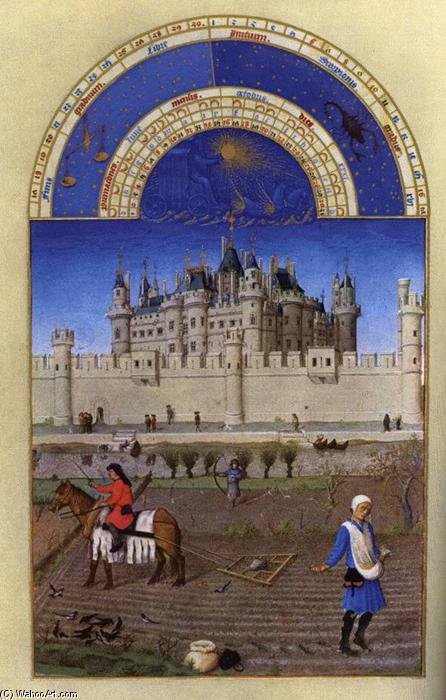 Wikioo.org - The Encyclopedia of Fine Arts - Painting, Artwork by Limbourg Brothers - Les très riches heures du Duc de Berry: Octobre (October)