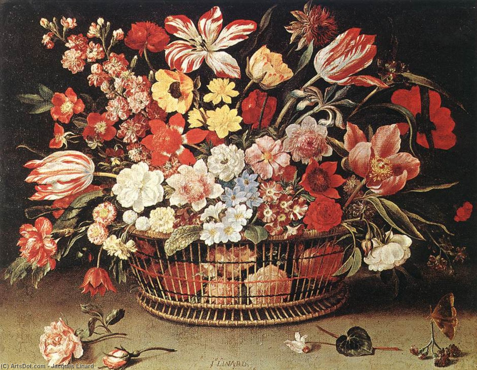 WikiOO.org - Енциклопедия за изящни изкуства - Живопис, Произведения на изкуството Jacques Linard - Basket of Flowers
