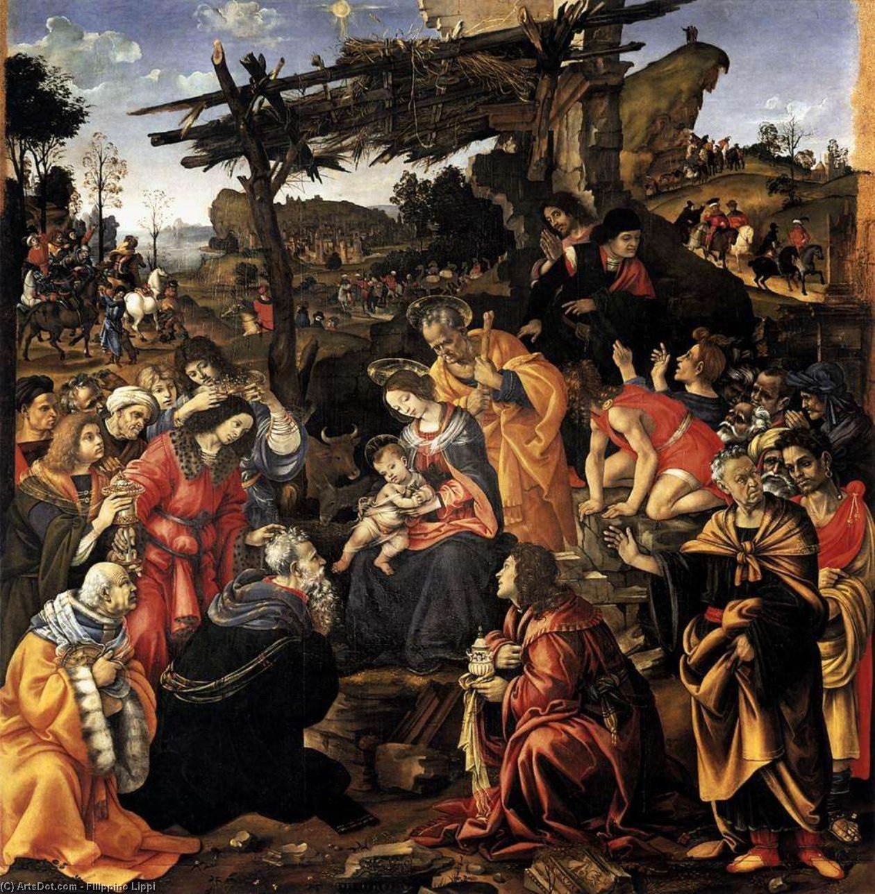 Wikioo.org - The Encyclopedia of Fine Arts - Painting, Artwork by Filippino Lippi - Adoration of the Magi (detail)