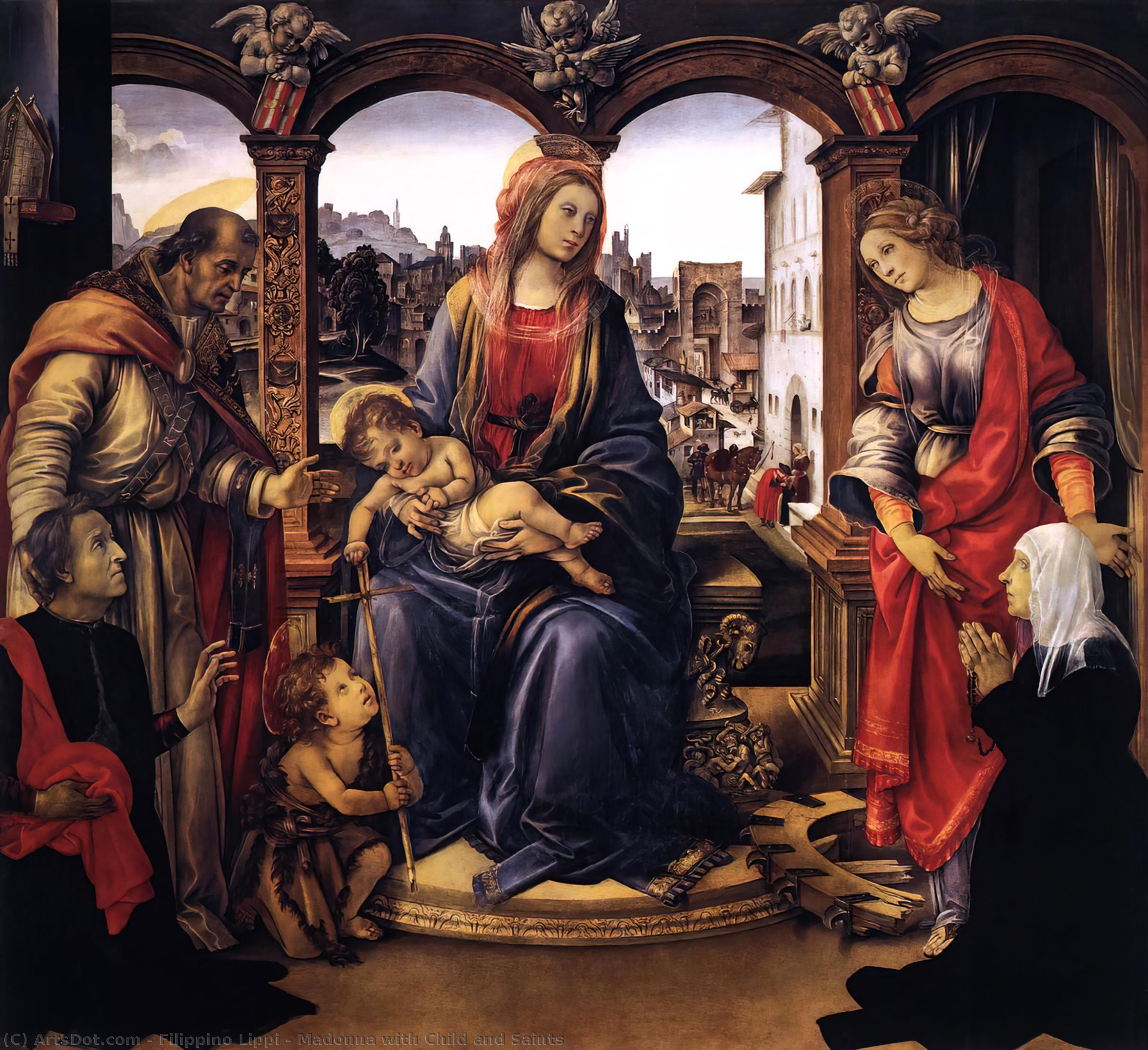 Wikioo.org - The Encyclopedia of Fine Arts - Painting, Artwork by Filippino Lippi - Madonna with Child and Saints