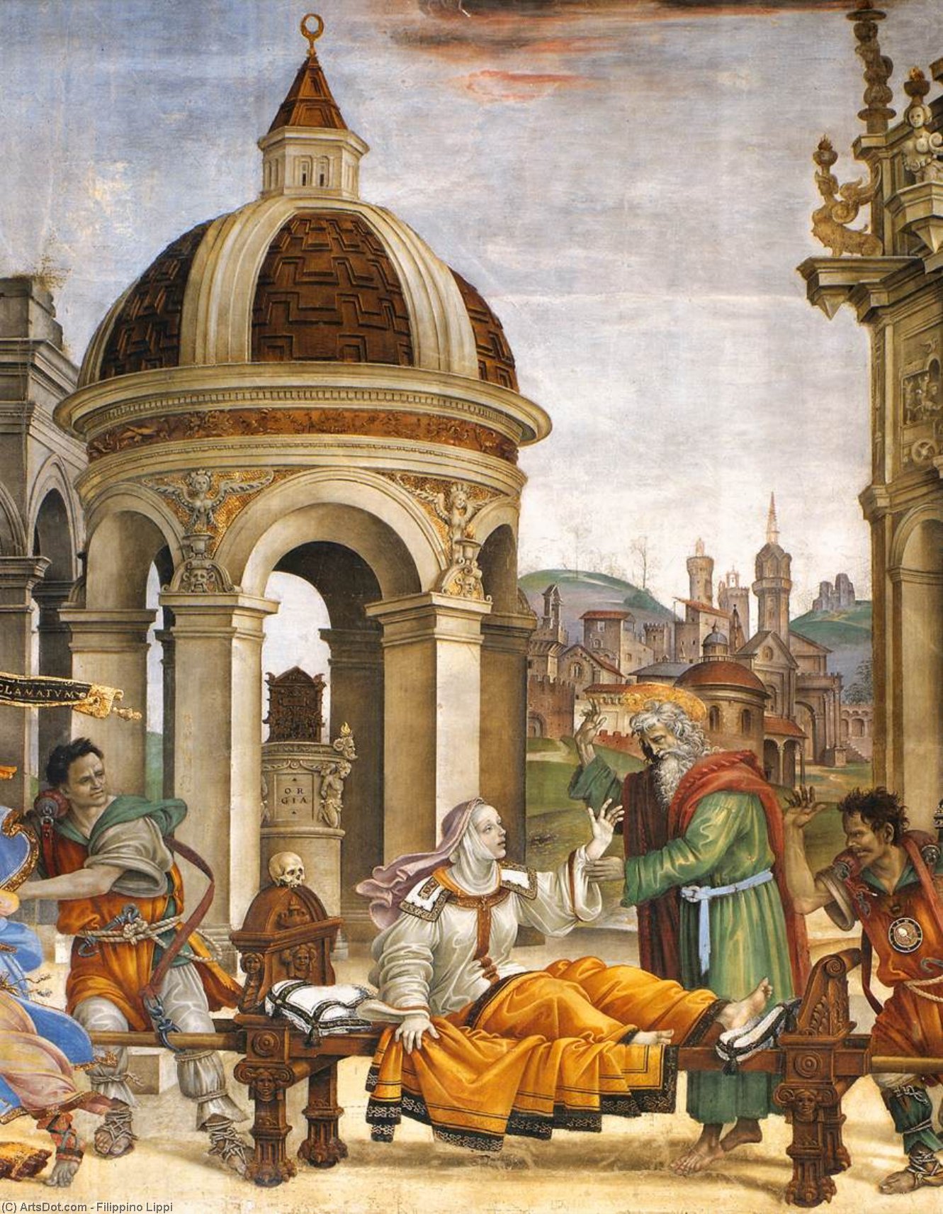 Wikioo.org – L'Enciclopedia delle Belle Arti - Pittura, Opere di Filippino Lippi - San Giovanni Evangelista Resuscitating Druisana particolare