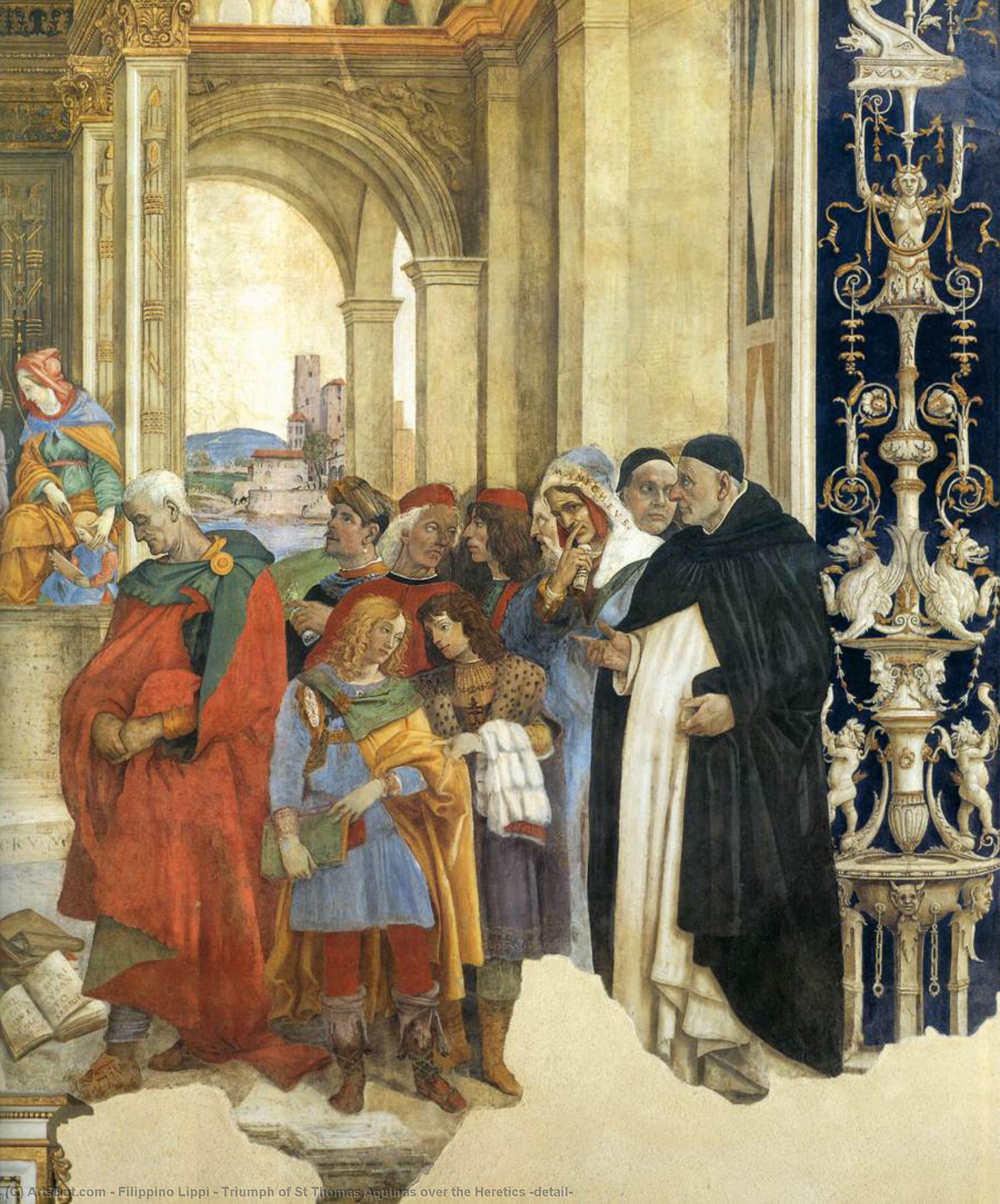 Wikioo.org - สารานุกรมวิจิตรศิลป์ - จิตรกรรม Filippino Lippi - Triumph of St Thomas Aquinas over the Heretics (detail)