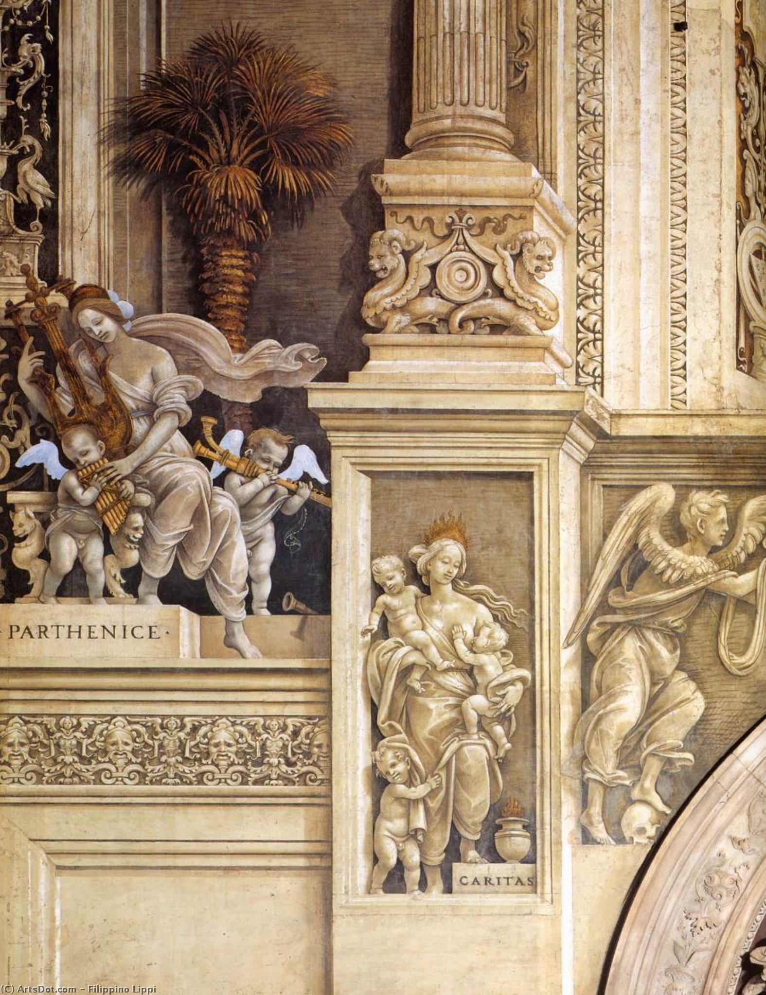 WikiOO.org – 美術百科全書 - 繪畫，作品 Filippino Lippi - 视图 斯特罗齐  教堂  详细