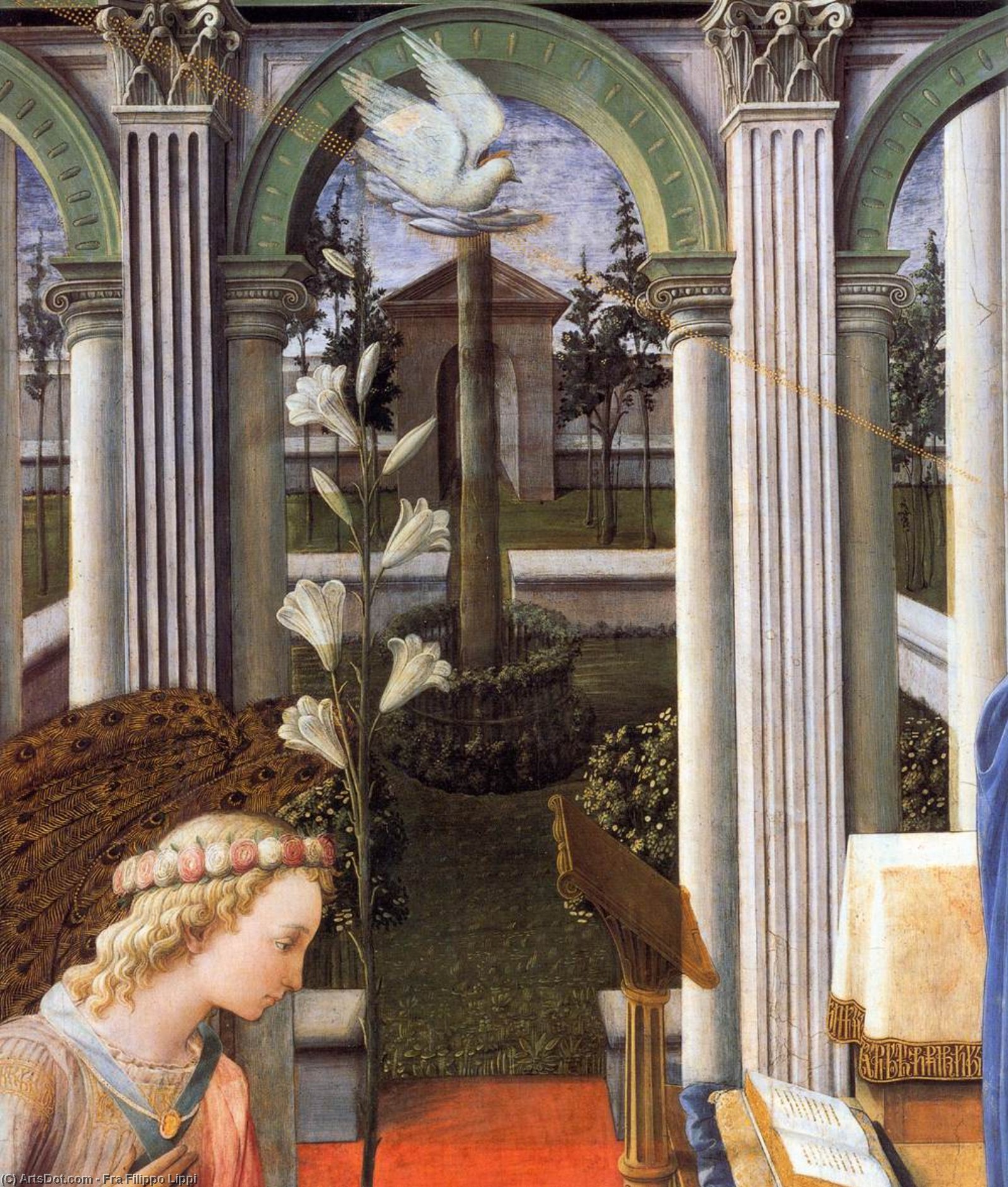 Wikioo.org - The Encyclopedia of Fine Arts - Painting, Artwork by Fra Filippo Lippi - Annunciation (detail)