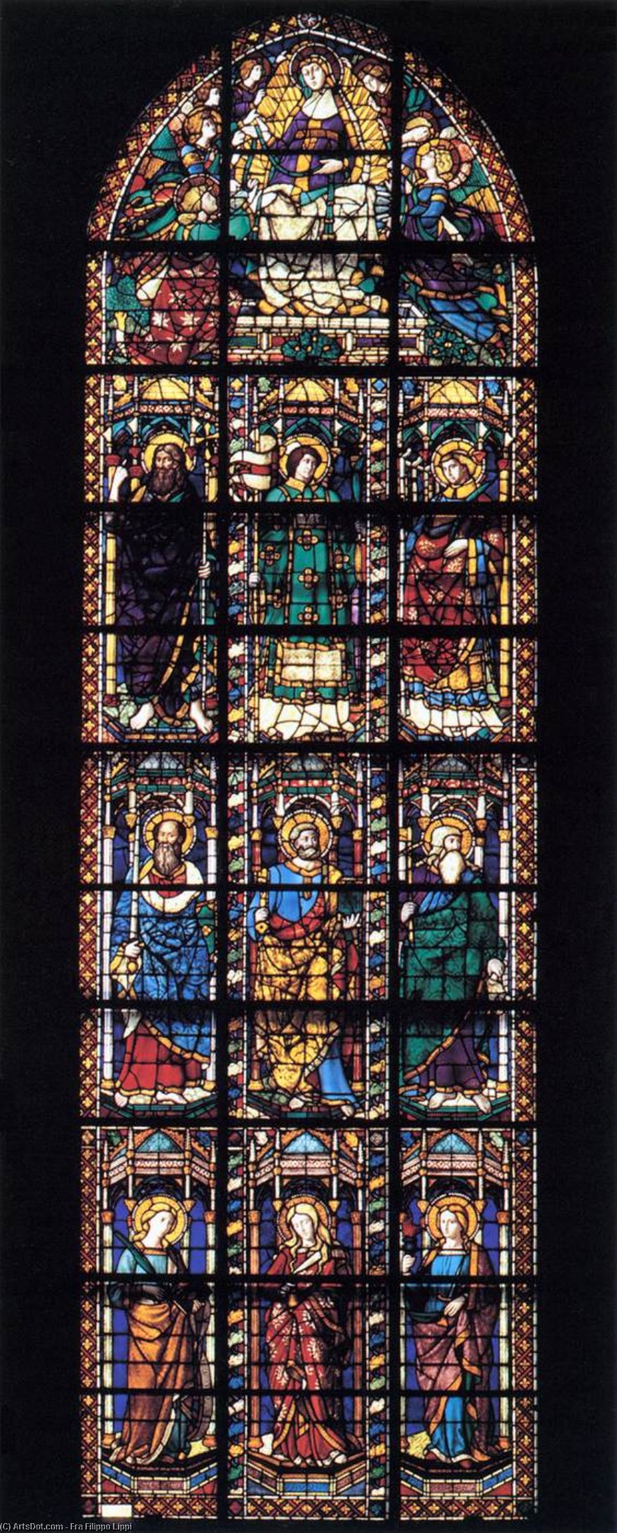 Wikoo.org - موسوعة الفنون الجميلة - اللوحة، العمل الفني Fra Filippo Lippi - Choir chapel window