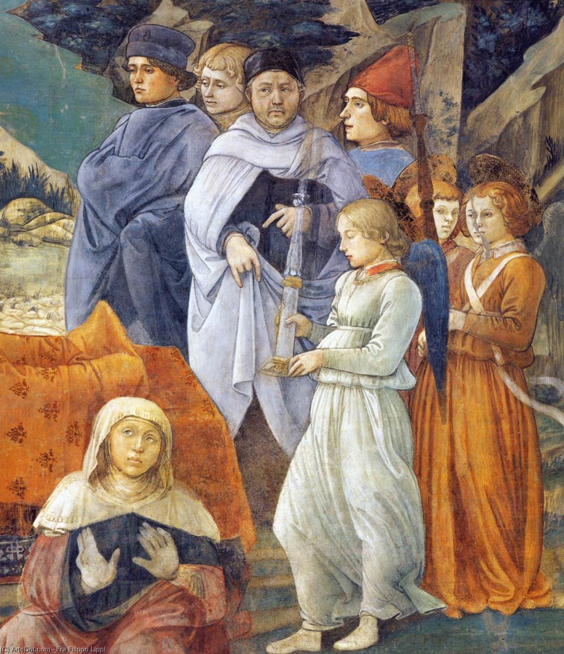 Wikioo.org – La Enciclopedia de las Bellas Artes - Pintura, Obras de arte de Fra Filippo Lippi - Muerte de la Virgen Detalle