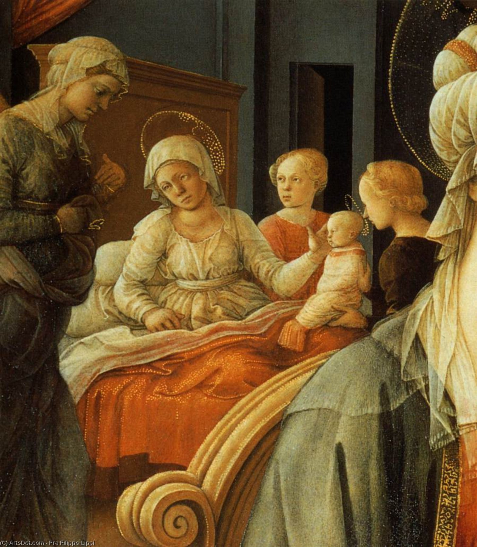 Wikioo.org - The Encyclopedia of Fine Arts - Painting, Artwork by Fra Filippo Lippi - Madonna with the Child and Scenes from the Life of St Anne (detail)