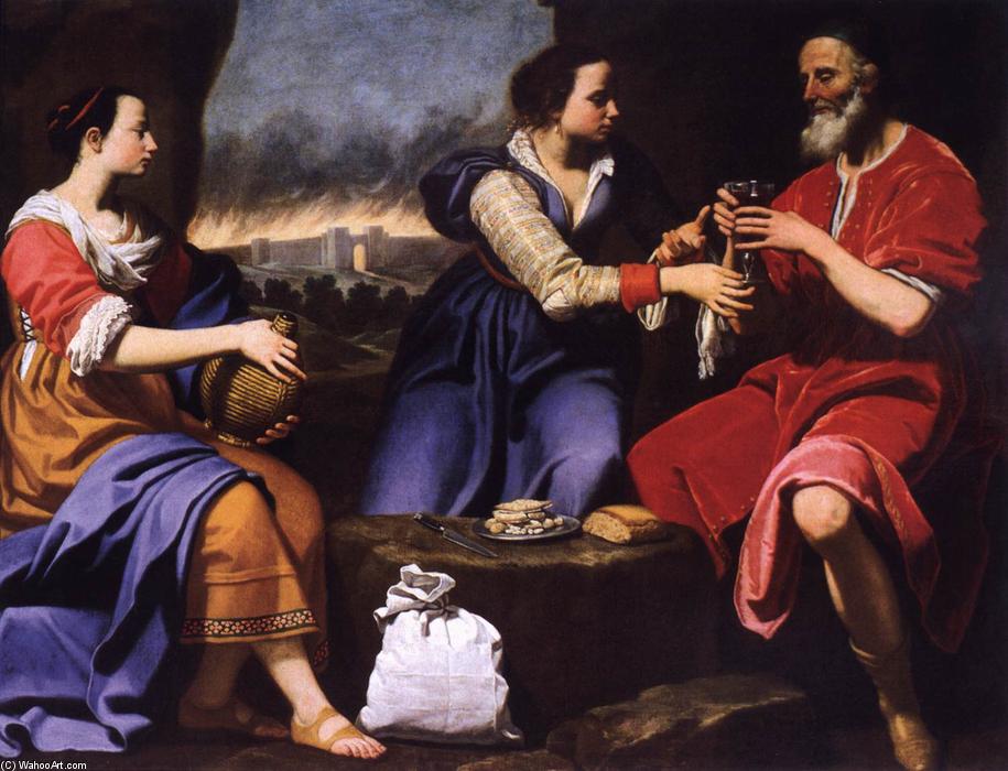 WikiOO.org - אנציקלופדיה לאמנויות יפות - ציור, יצירות אמנות Lorenzo Lippi - Lot and his Daughters