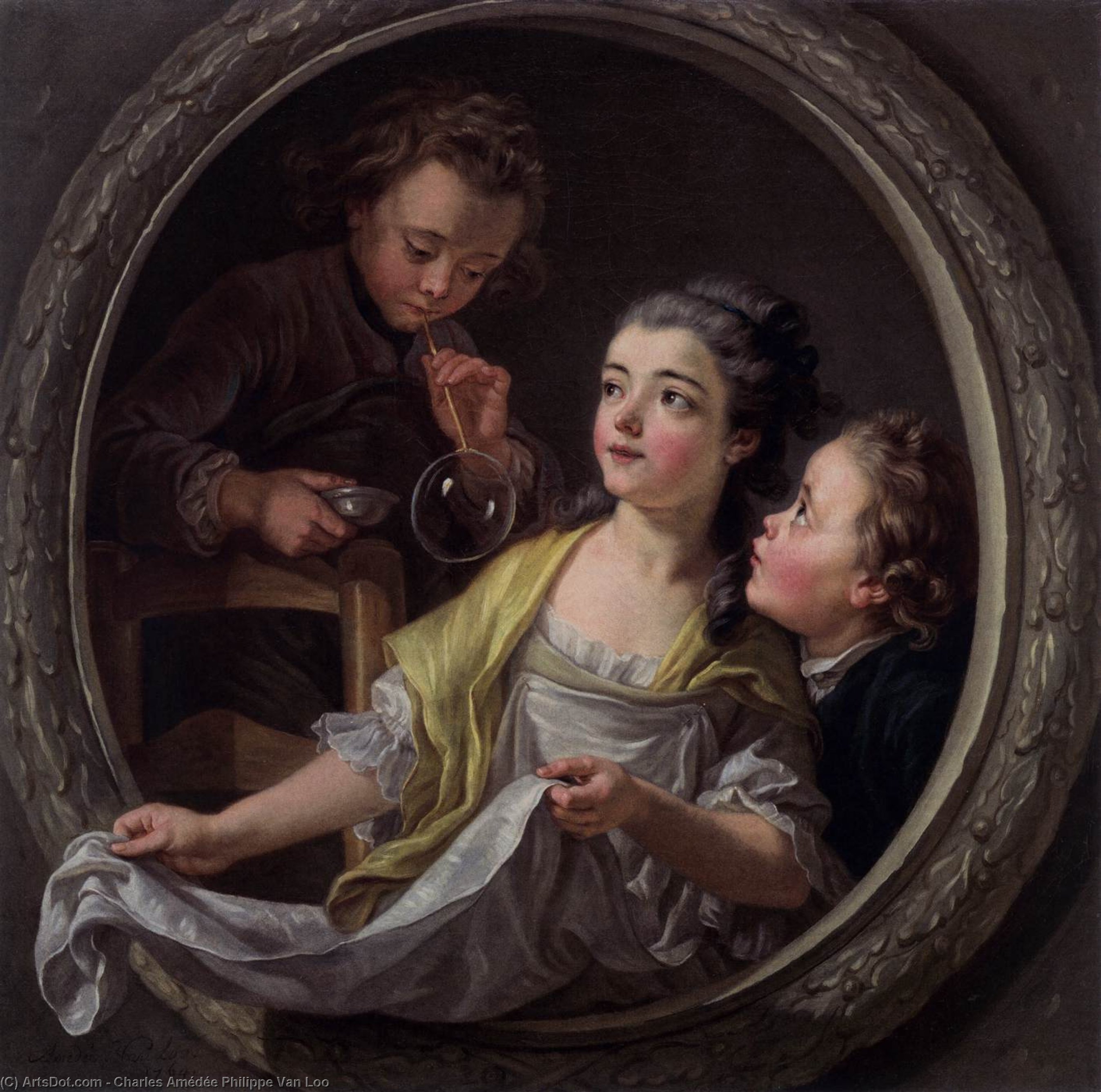 Wikioo.org - The Encyclopedia of Fine Arts - Painting, Artwork by Charles Amédée Philippe Van Loo - Soap Bubbles