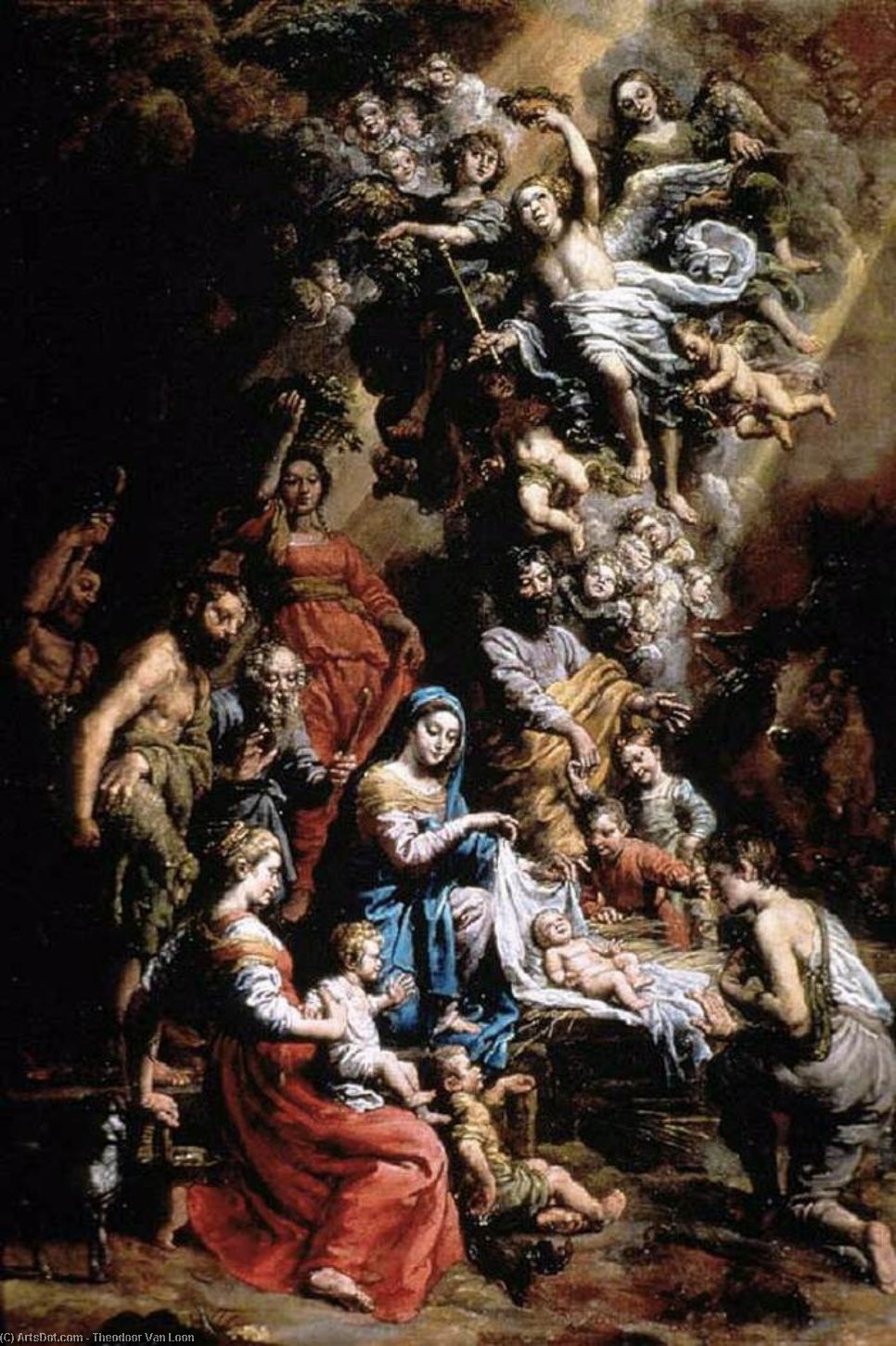 WikiOO.org - Encyclopedia of Fine Arts - Malba, Artwork Theodoor Van Loon - Adoration of the Shepherds