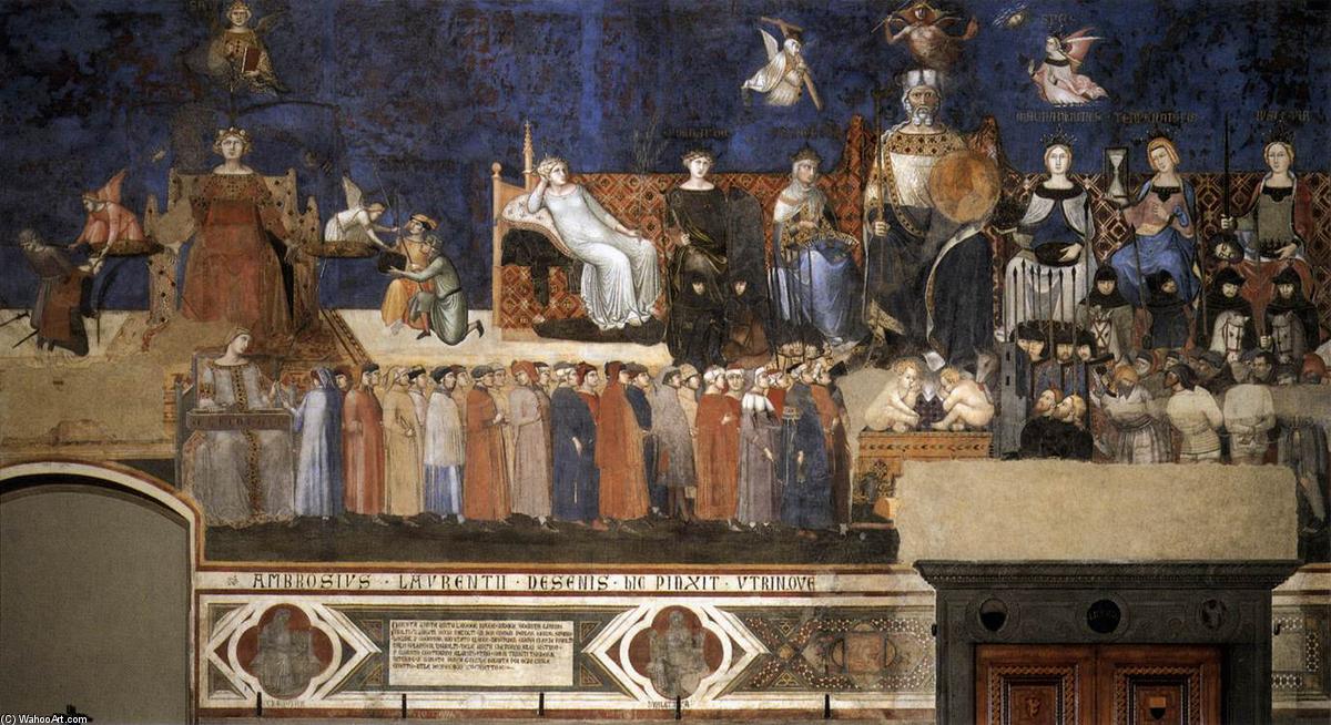 Wikioo.org – La Enciclopedia de las Bellas Artes - Pintura, Obras de arte de Ambrogio Lorenzetti - alegoría de ExtremoOriente despedida gobierno