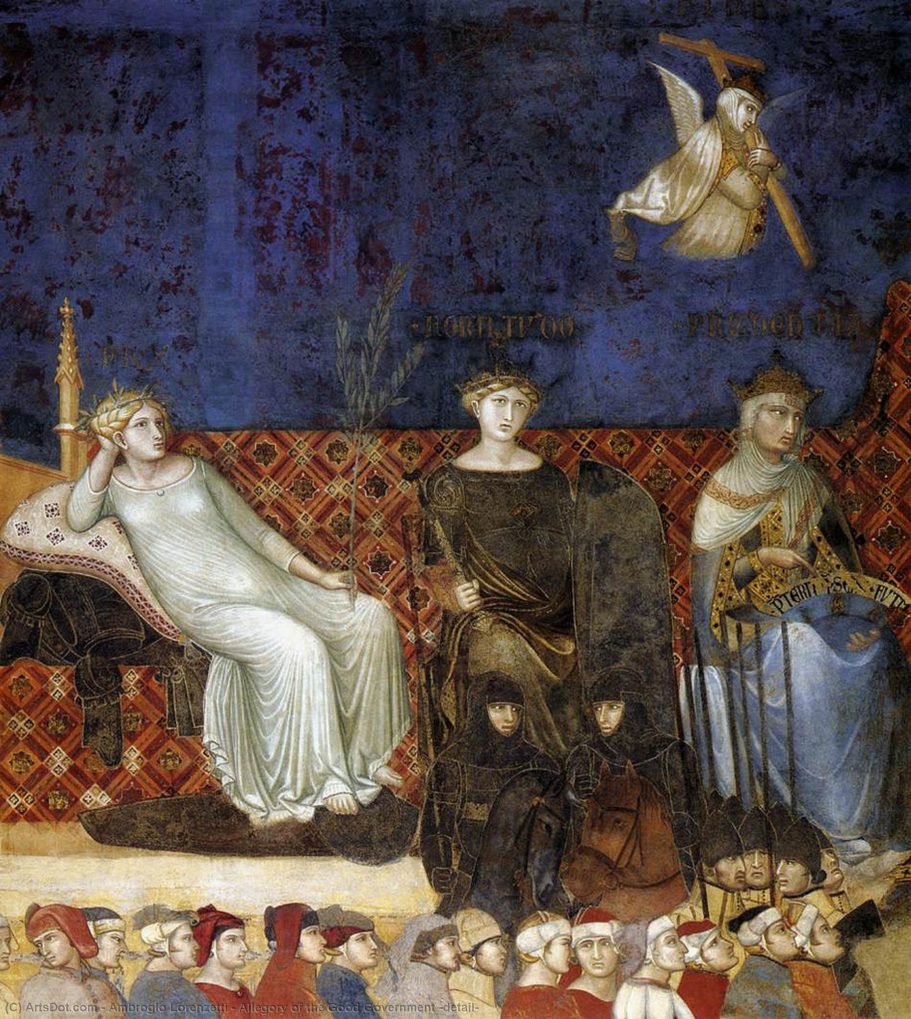 Wikioo.org - The Encyclopedia of Fine Arts - Painting, Artwork by Ambrogio Lorenzetti - Allegory of the Good Government (detail)