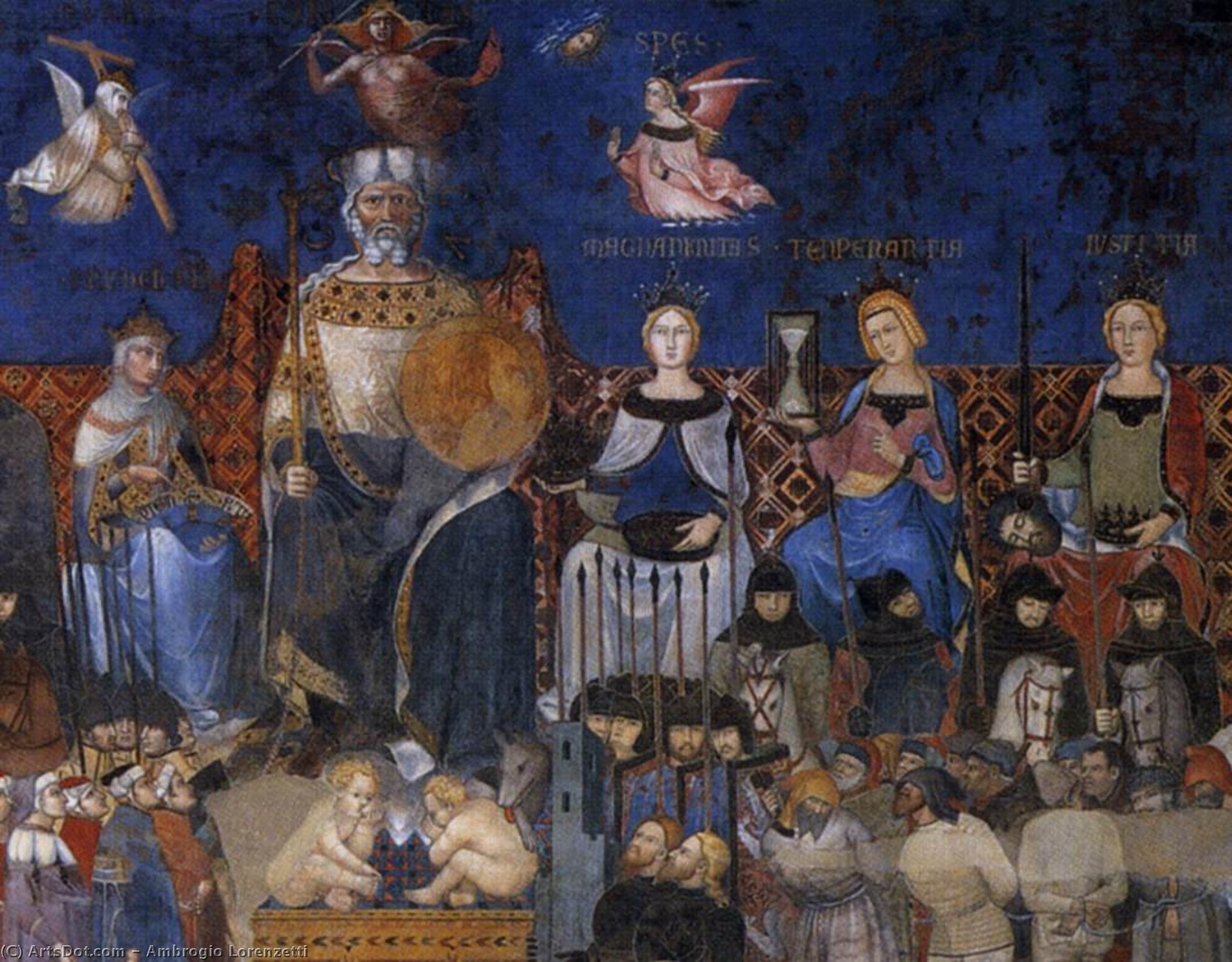 WikiOO.org - Енциклопедія образотворчого мистецтва - Живопис, Картини
 Ambrogio Lorenzetti - Allegory of the Good Government (detail)