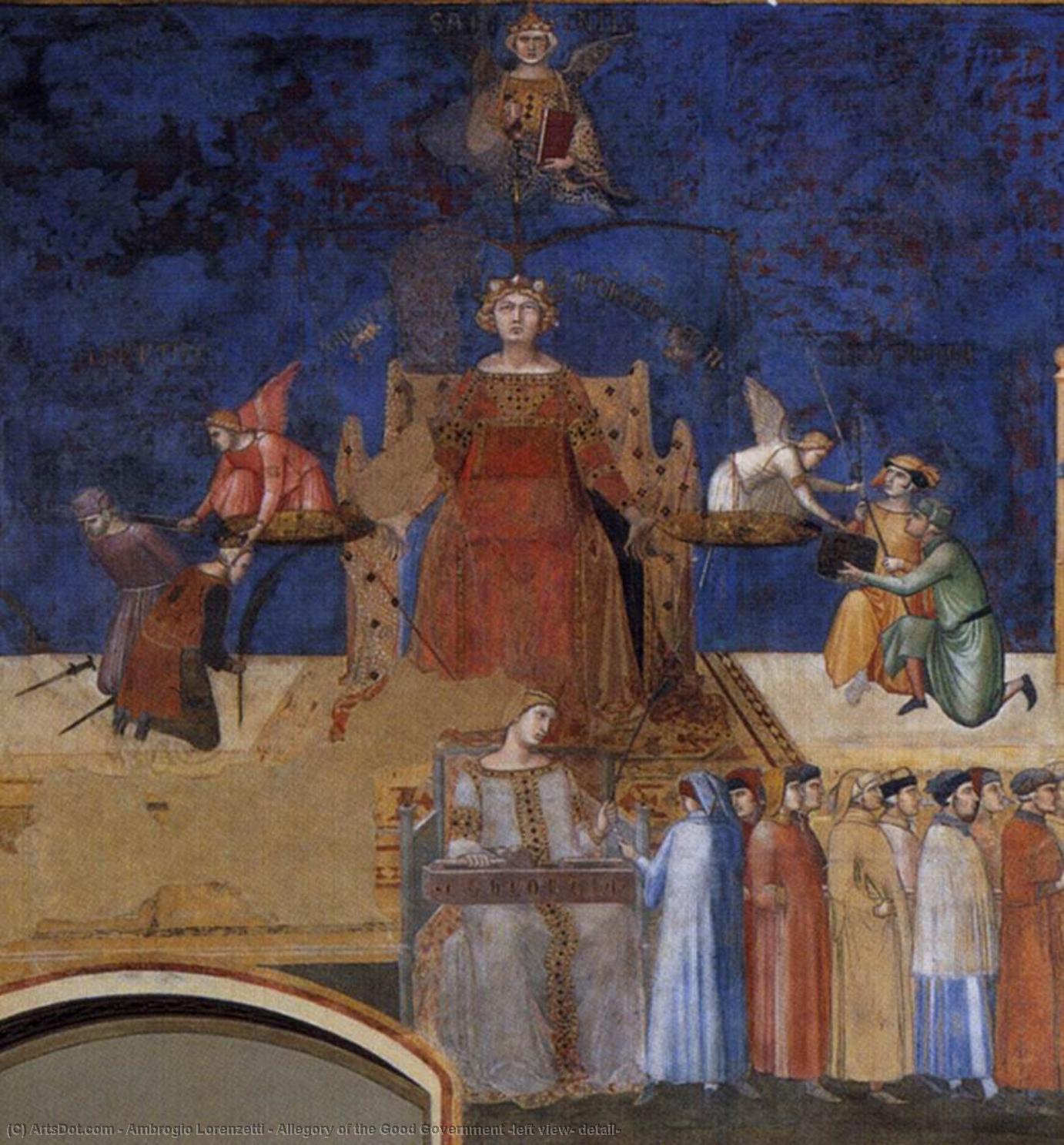 Wikioo.org - The Encyclopedia of Fine Arts - Painting, Artwork by Ambrogio Lorenzetti - Allegory of the Good Government (left view, detail)