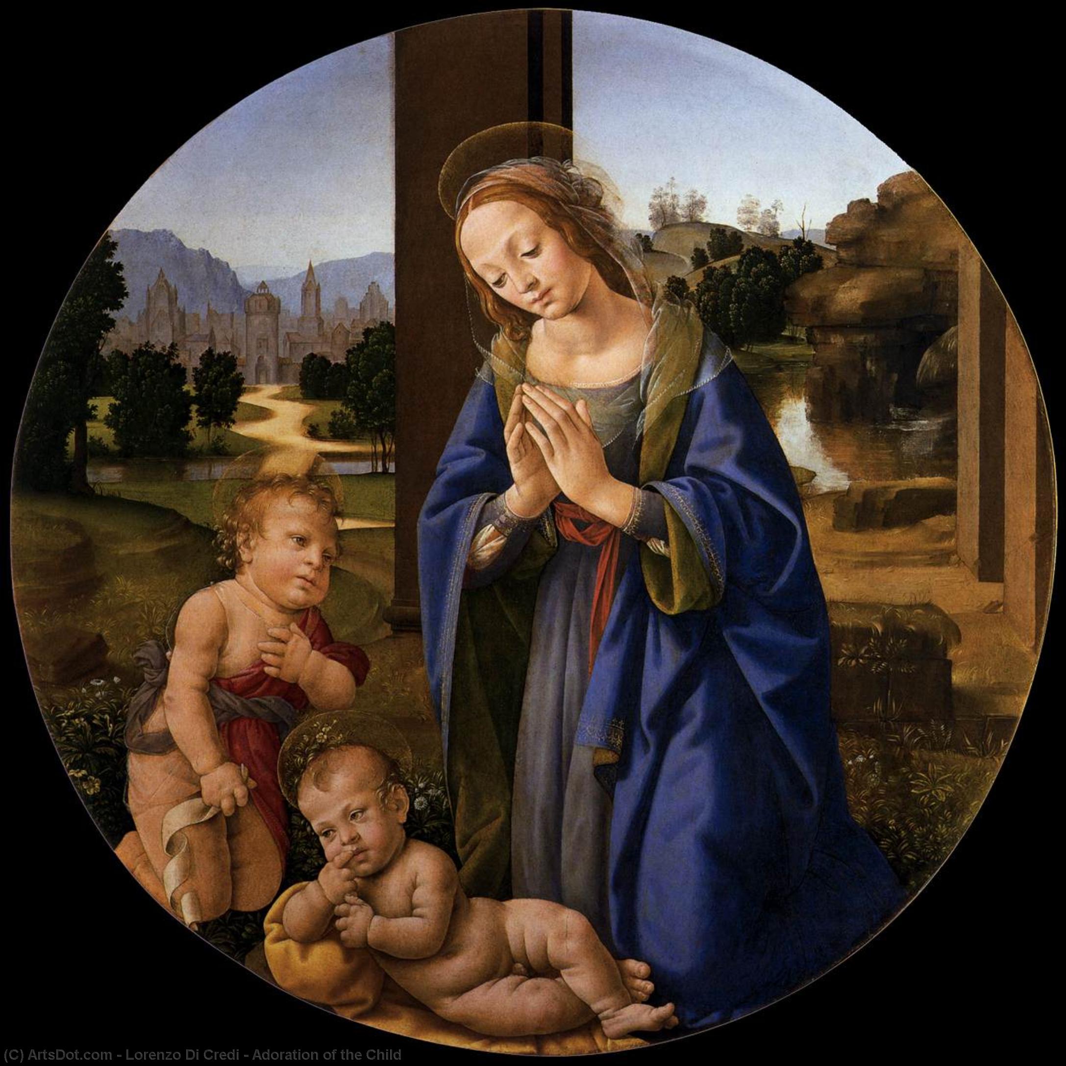 Wikioo.org - The Encyclopedia of Fine Arts - Painting, Artwork by Lorenzo Di Credi - Adoration of the Child