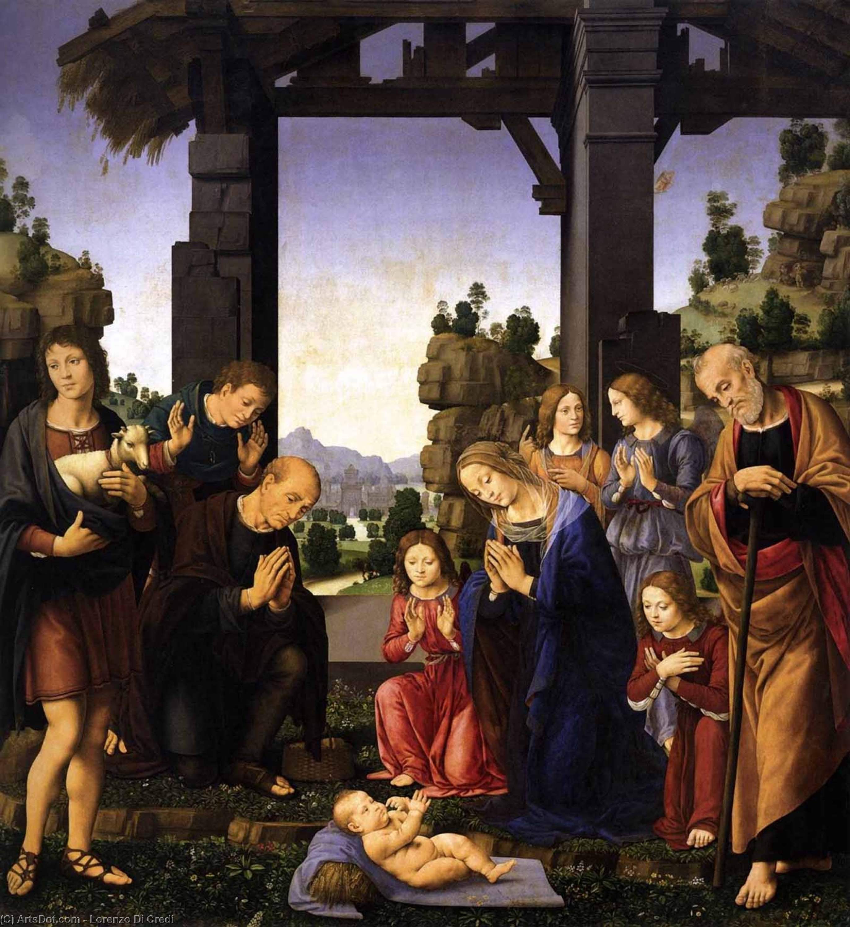 WikiOO.org - Енциклопедия за изящни изкуства - Живопис, Произведения на изкуството Lorenzo Di Credi - Adoration of the Shepherds