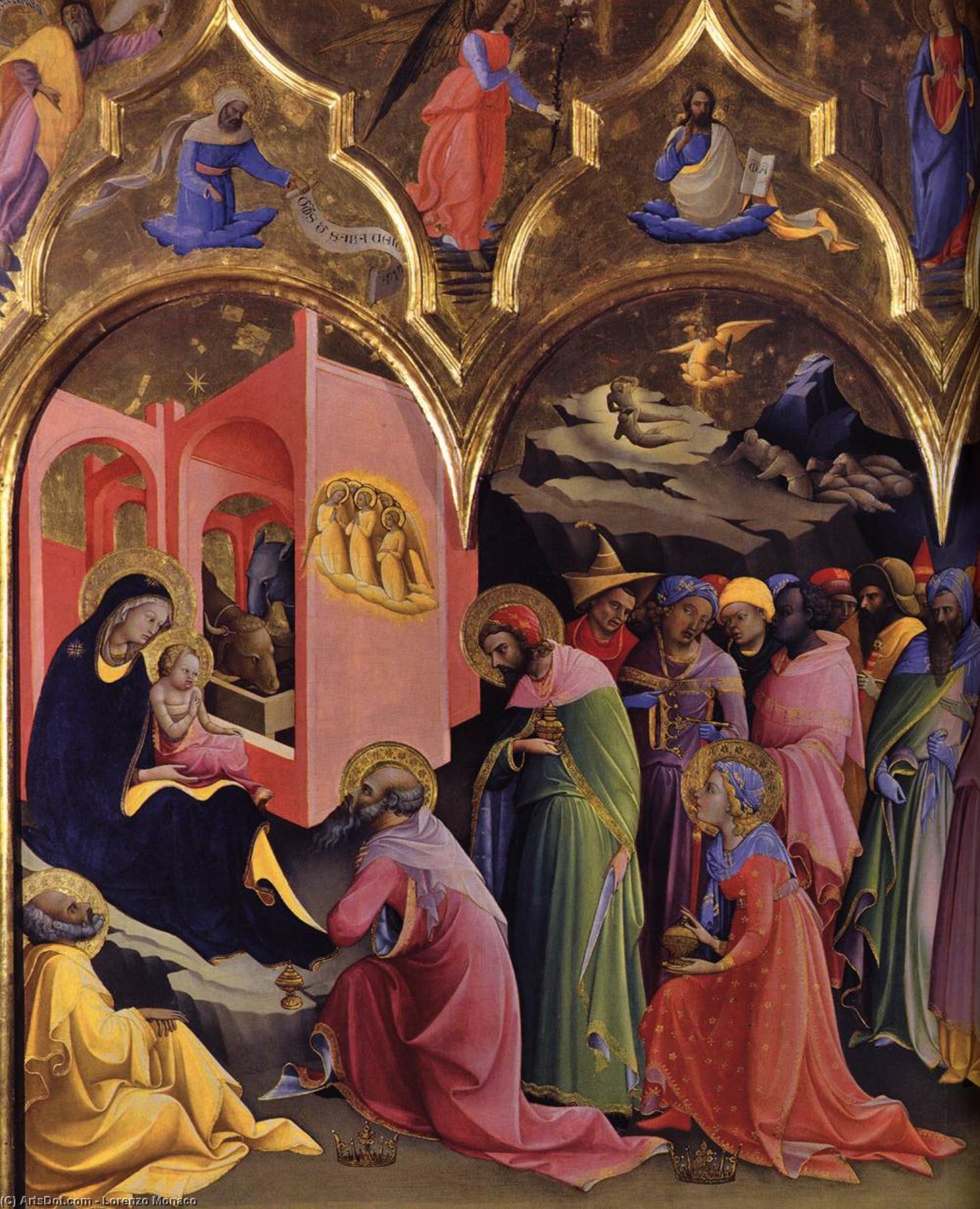 Wikioo.org - Bách khoa toàn thư về mỹ thuật - Vẽ tranh, Tác phẩm nghệ thuật Lorenzo Monaco - Adoration of the Magi (detail)