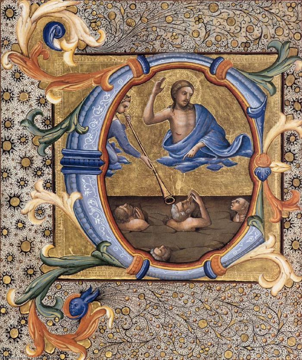 WikiOO.org - Encyclopedia of Fine Arts - Maľba, Artwork Lorenzo Monaco - Antiphonary (Cod. Cor. 7, folio 124v)