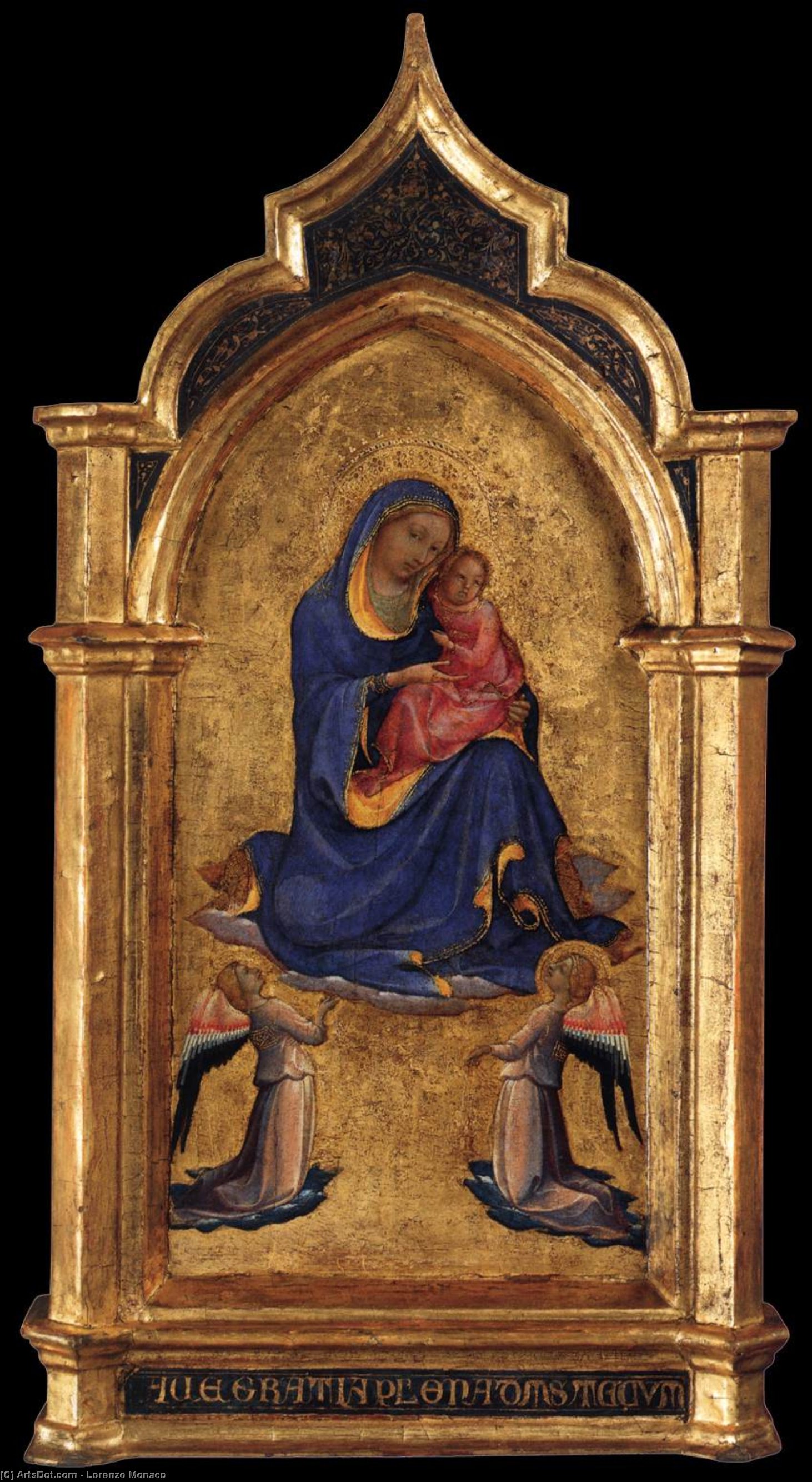 WikiOO.org - אנציקלופדיה לאמנויות יפות - ציור, יצירות אמנות Lorenzo Monaco - Madonna and Child with Two Angels