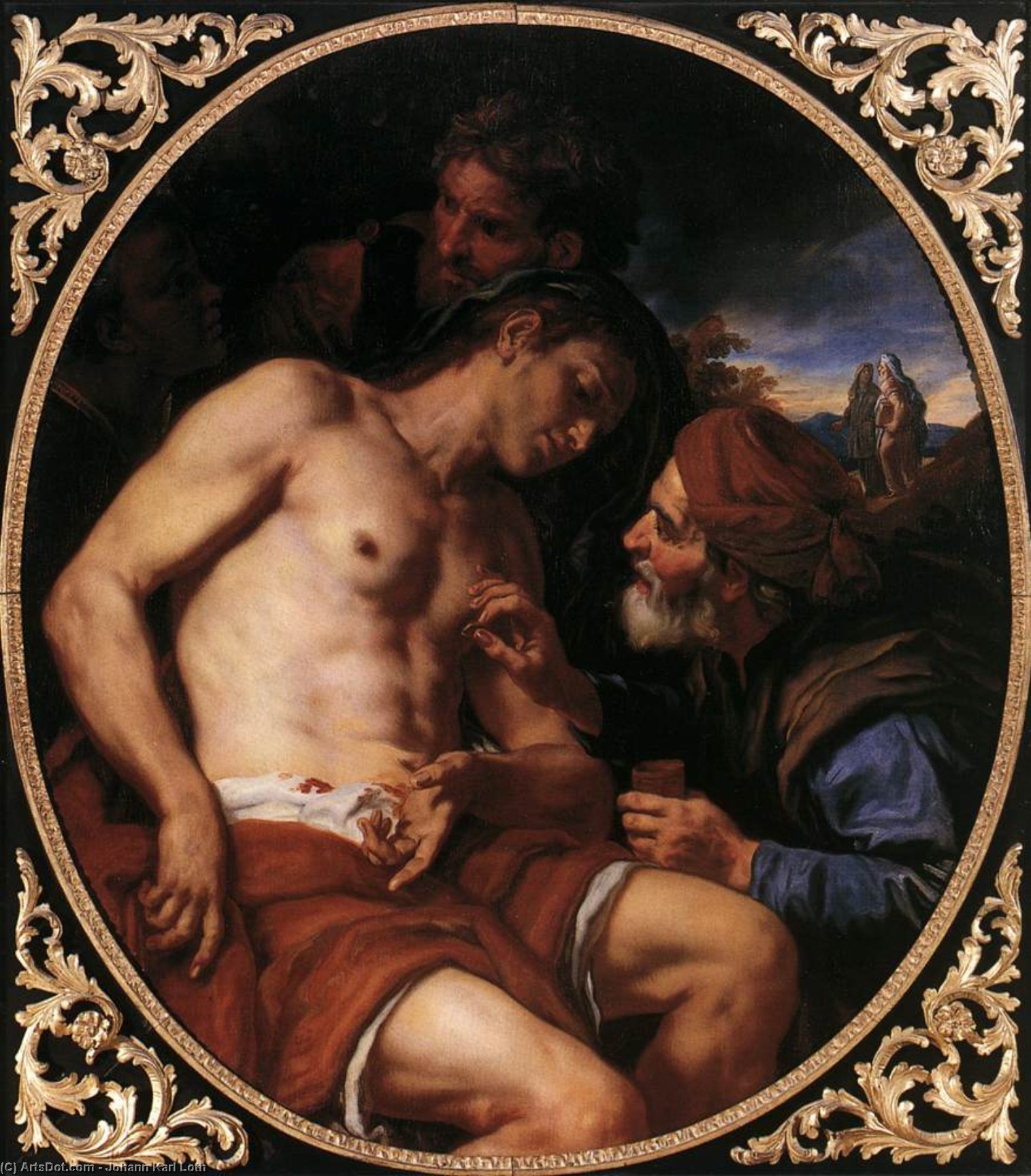 Wikioo.org - Bách khoa toàn thư về mỹ thuật - Vẽ tranh, Tác phẩm nghệ thuật Johann Carl Loth - The Good Samaritane