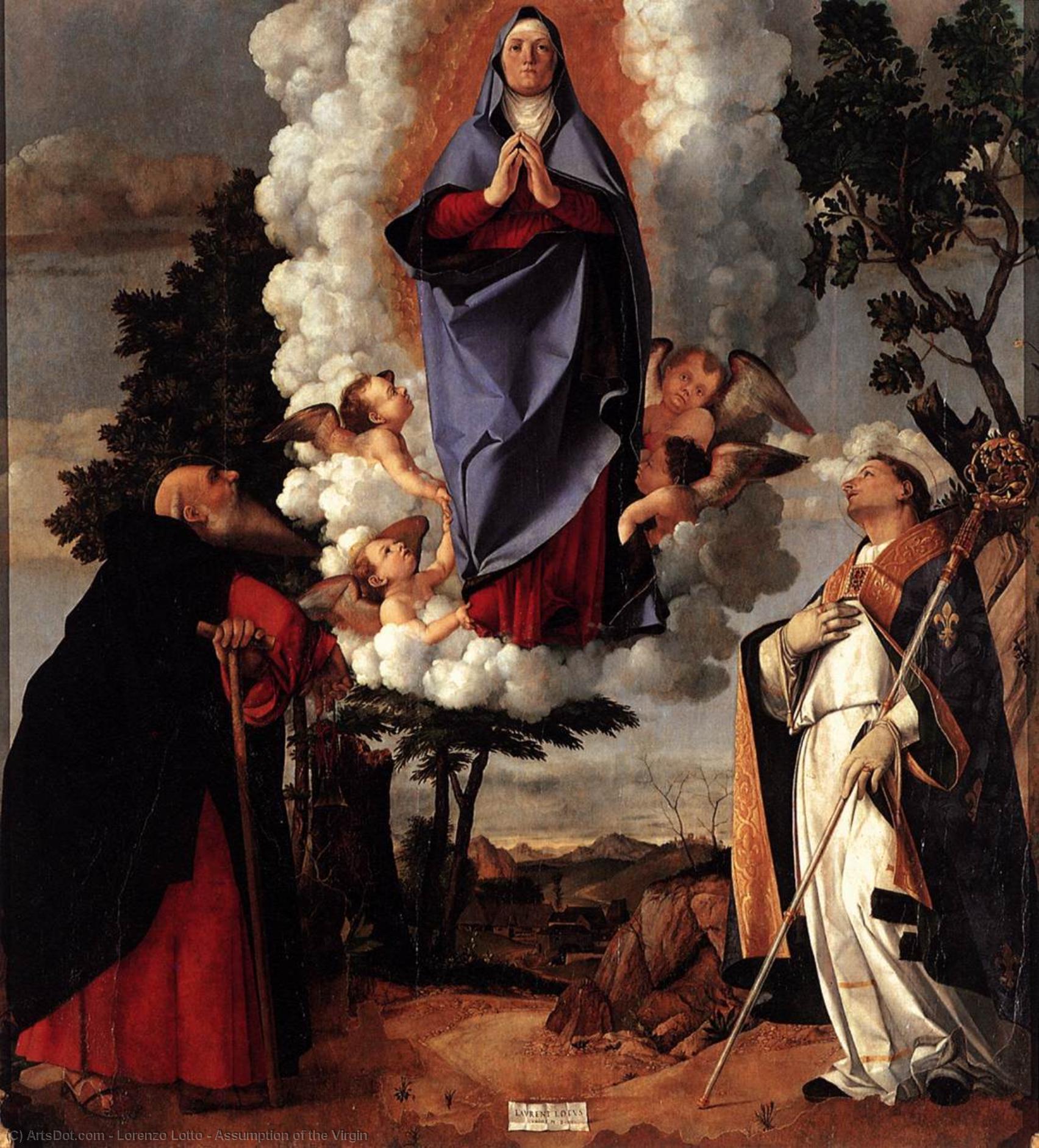 Wikioo.org – La Enciclopedia de las Bellas Artes - Pintura, Obras de arte de Lorenzo Lotto - Asunción de la Virgen