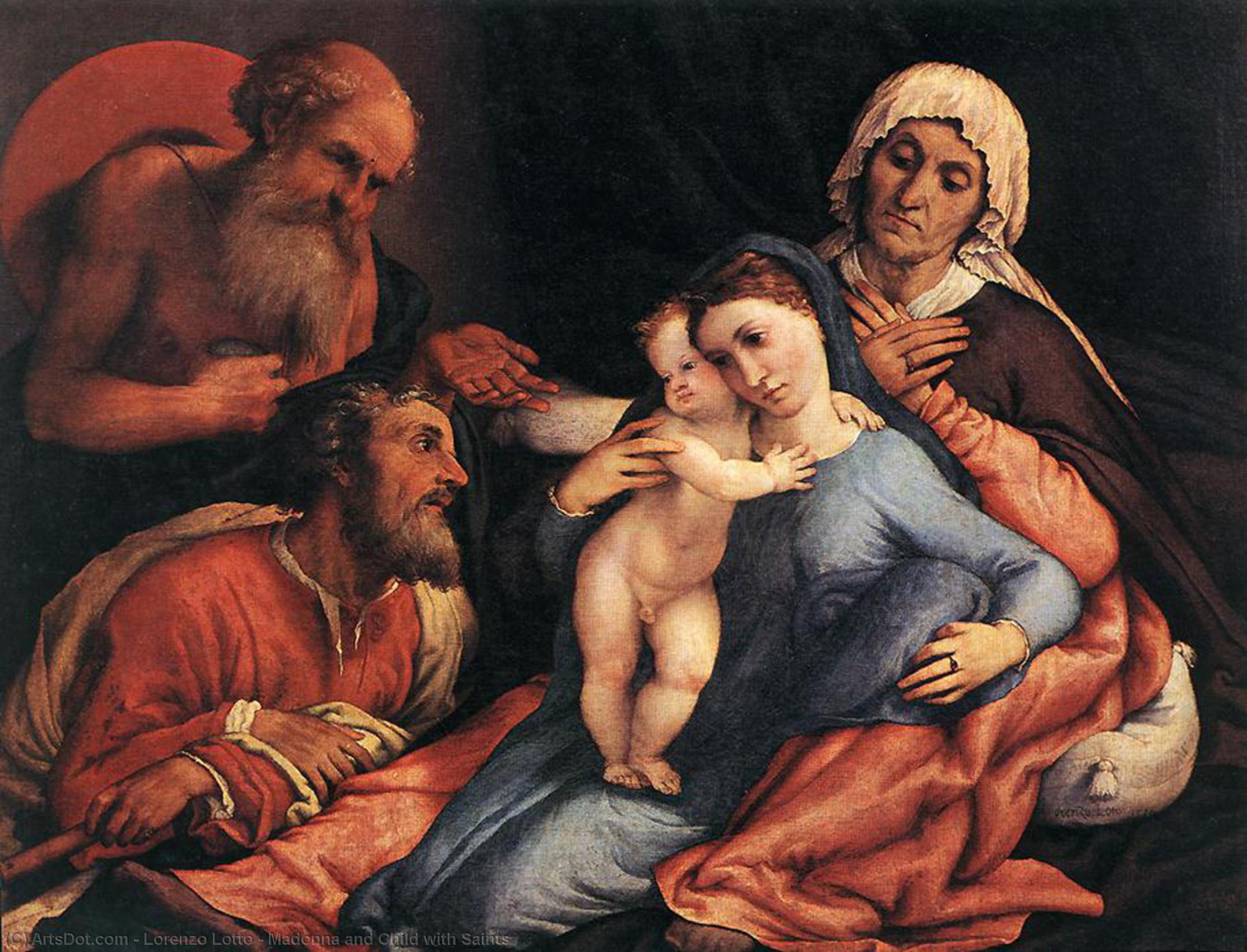 Wikioo.org – L'Enciclopedia delle Belle Arti - Pittura, Opere di Lorenzo Lotto - madonna col bambino con santi