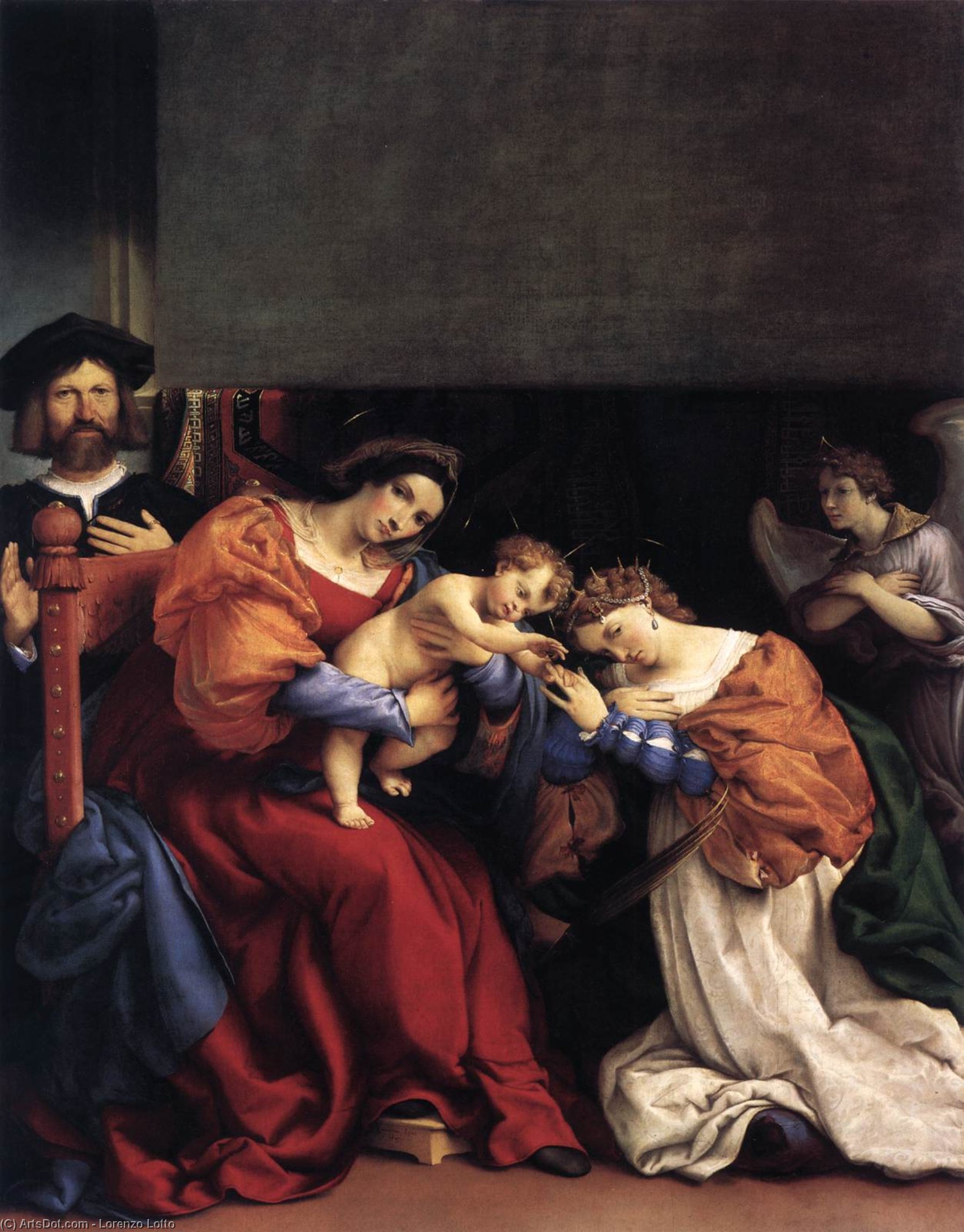 Wikioo.org - The Encyclopedia of Fine Arts - Painting, Artwork by Lorenzo Lotto - The Mystic Marriage of St Catherine